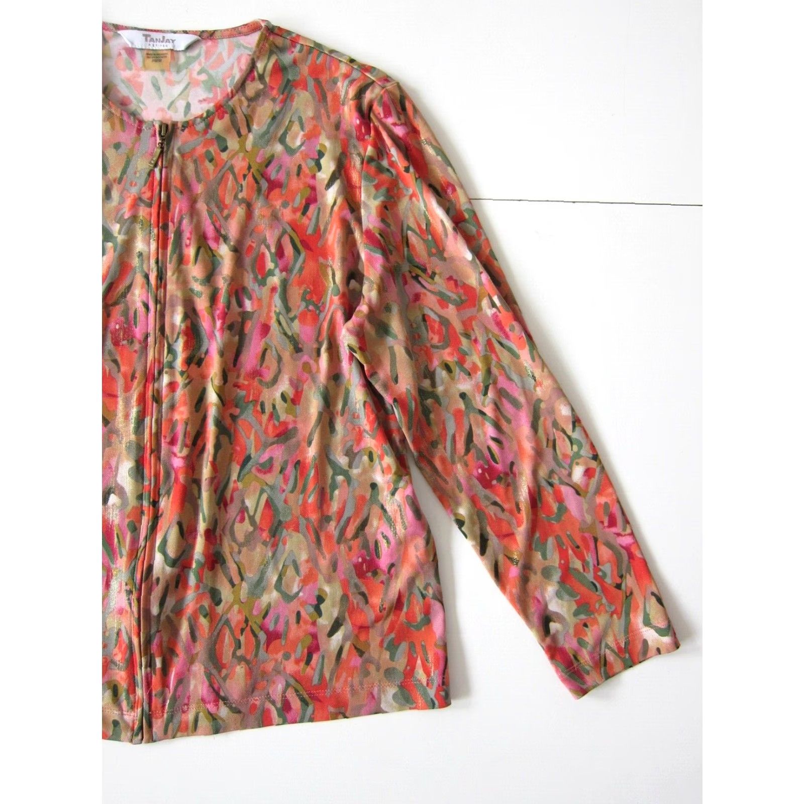 Pinko TanJay Pink Blouse Women Size PM Long Sleeve Crew Neck Zip Full Zipper Camouflage TanJay Pink Green Orange Size M / US 6-8 / IT 42-44 - 7 Thumbnail