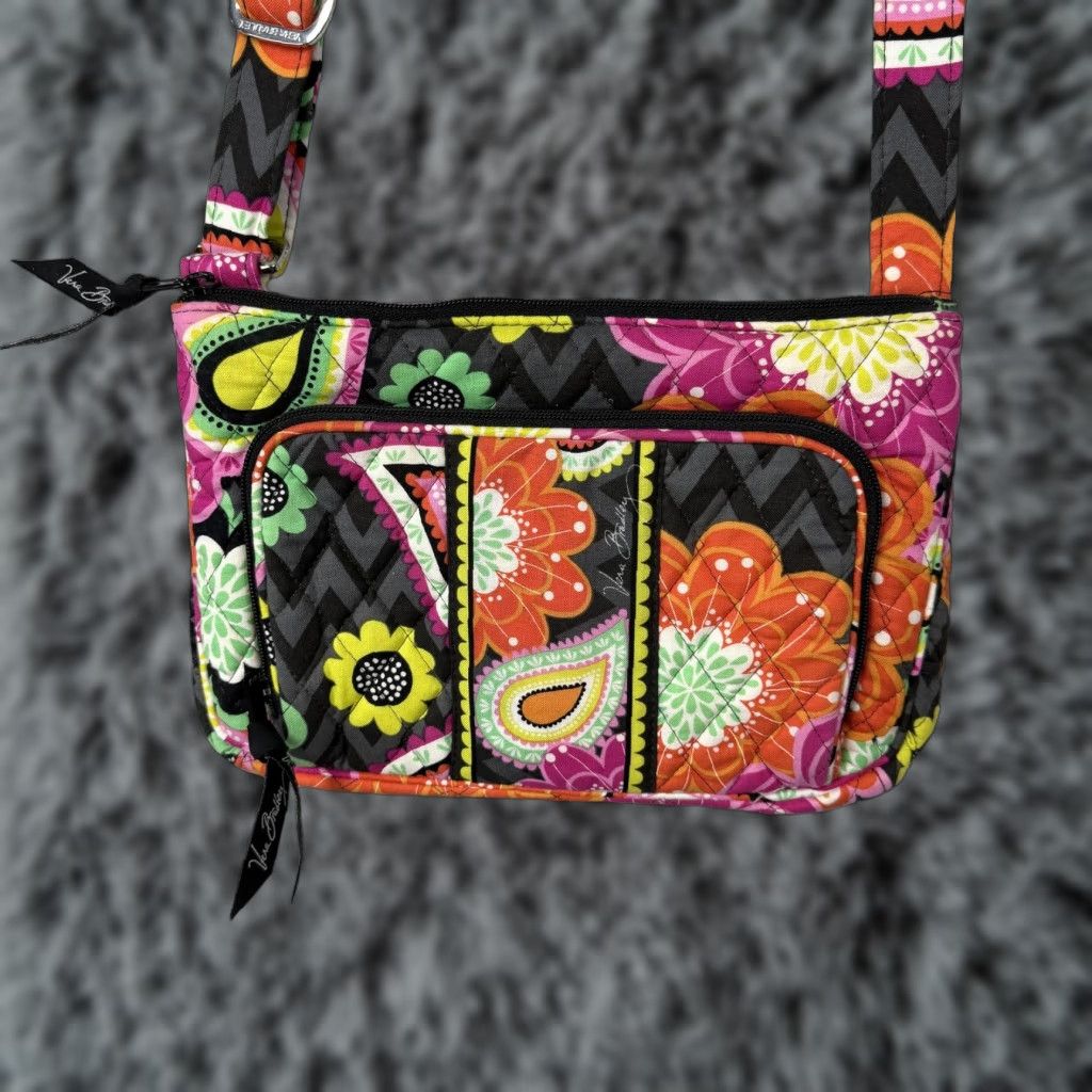 Vera Bradley Vera Bradley Crossbody Bag Small Pink Orange Floral Quilted Cotton Boho Travel Multicolor Pattern Women's Small Colorful Flower USA Womens Size ONE SIZE - 1 Thumbnail