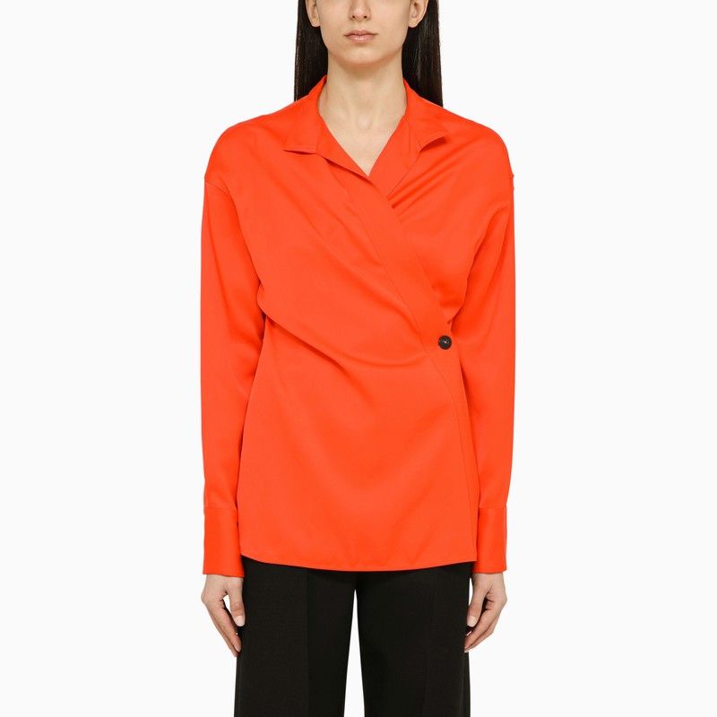 image of Salvatore Ferragamo Ferragamo Shirt With Asymmetrical Closure Orange, Women's (Size Small)