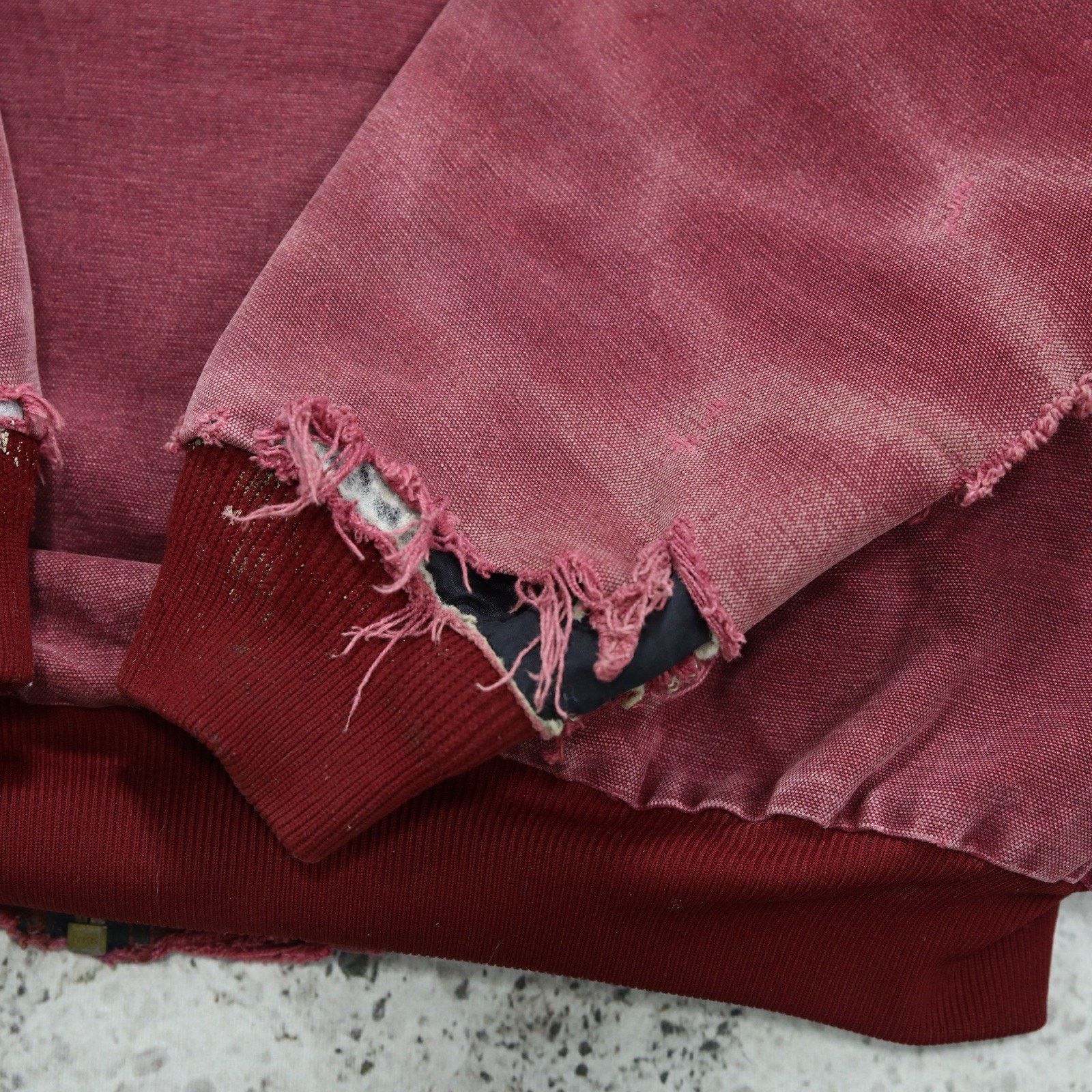 THRASHED Vintage Carhartt J68 CRI Crimson Faded Red Jacket