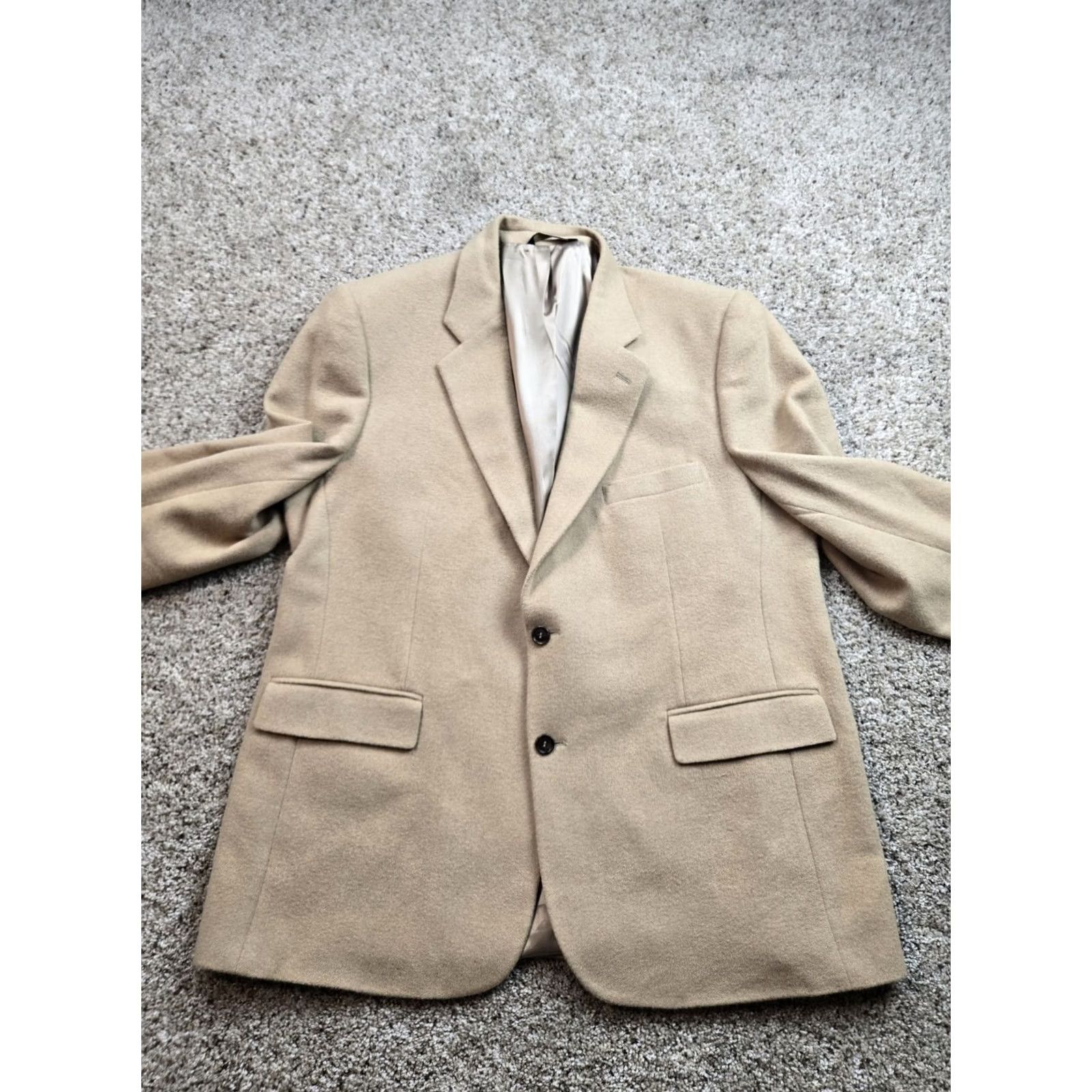 Brooks Brothers VINTAGE Brooks Brothers Blazer Mens 46R Brown Camel Hair 2 Button Jacket Single-Breasted Notch Lapel Size 46R - 4 Thumbnail