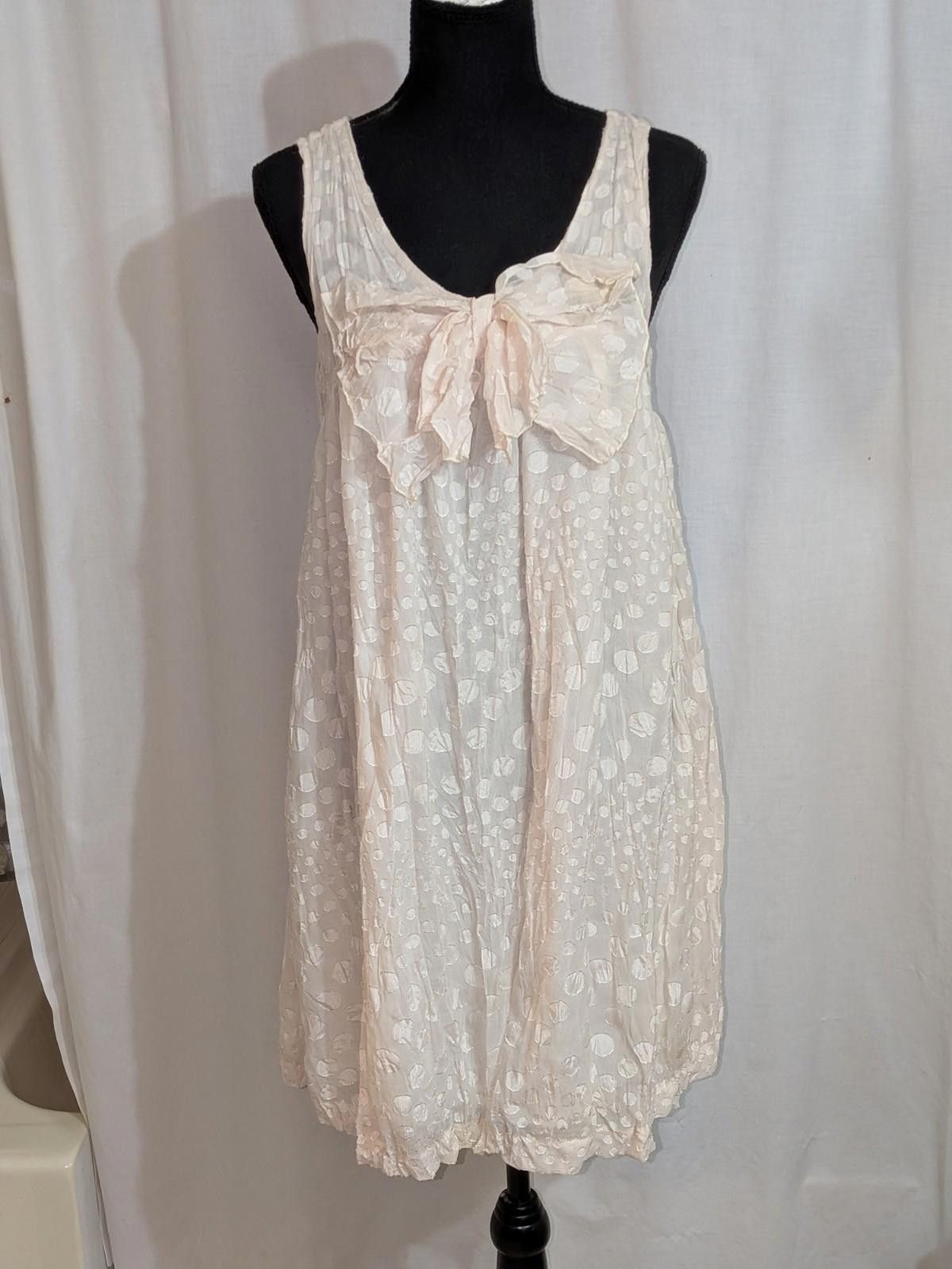Designer VTG Y2K Xxi White Baby Doll Polka Dot Coquette Dress W/ Bow Size M / US 6-8 / IT 42-44 - 1 Thumbnail