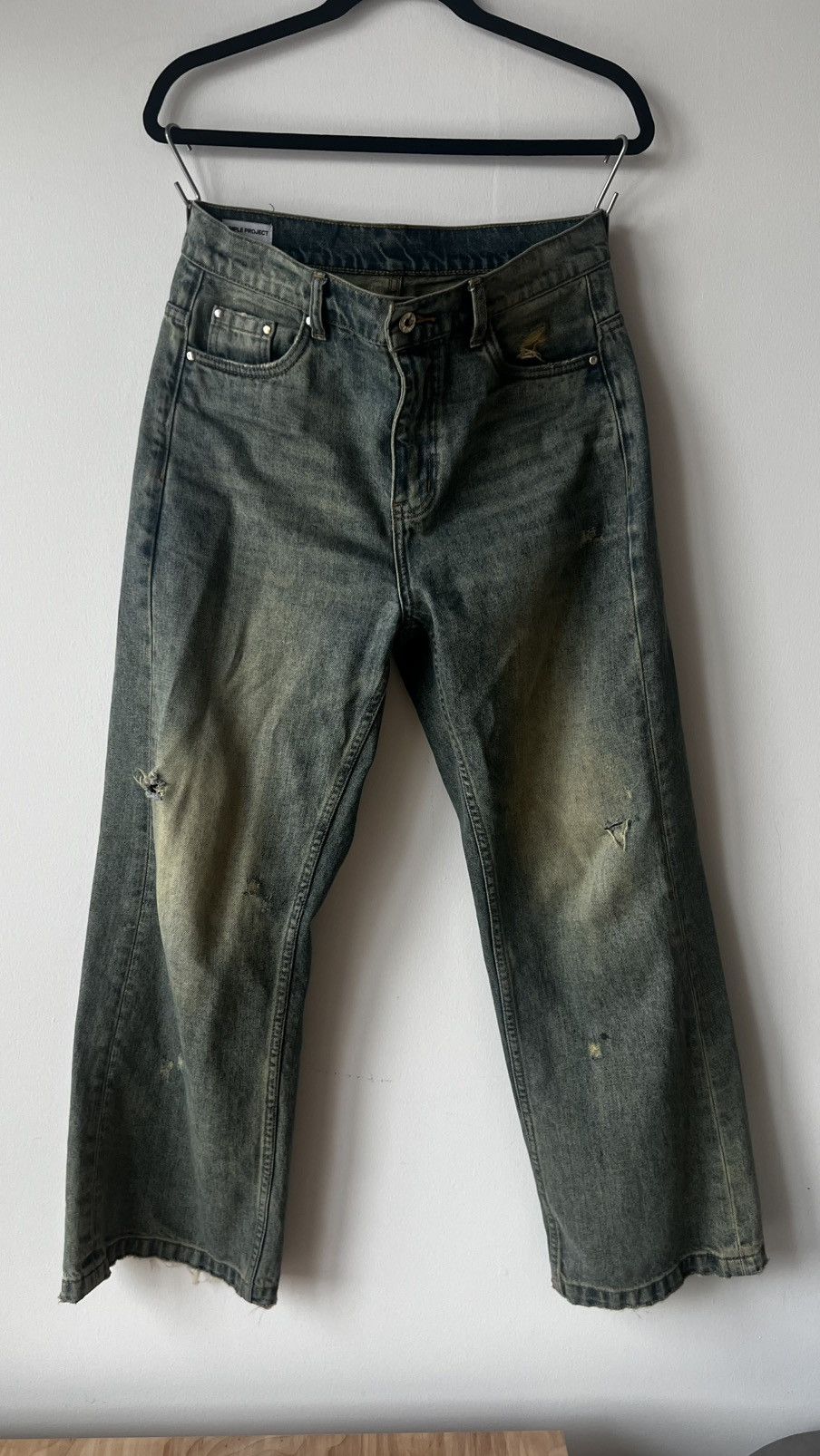 SIMPLE PROJECT Distressed wide leg jeans Size US 29 - 1 Thumbnail
