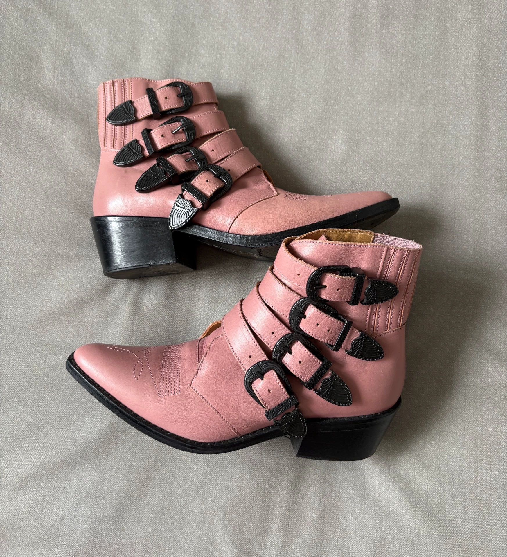 Toga Toga Pulla pink embroidered pointed lace-up boots Size US 6.5 / IT 36.5 - 6 Thumbnail