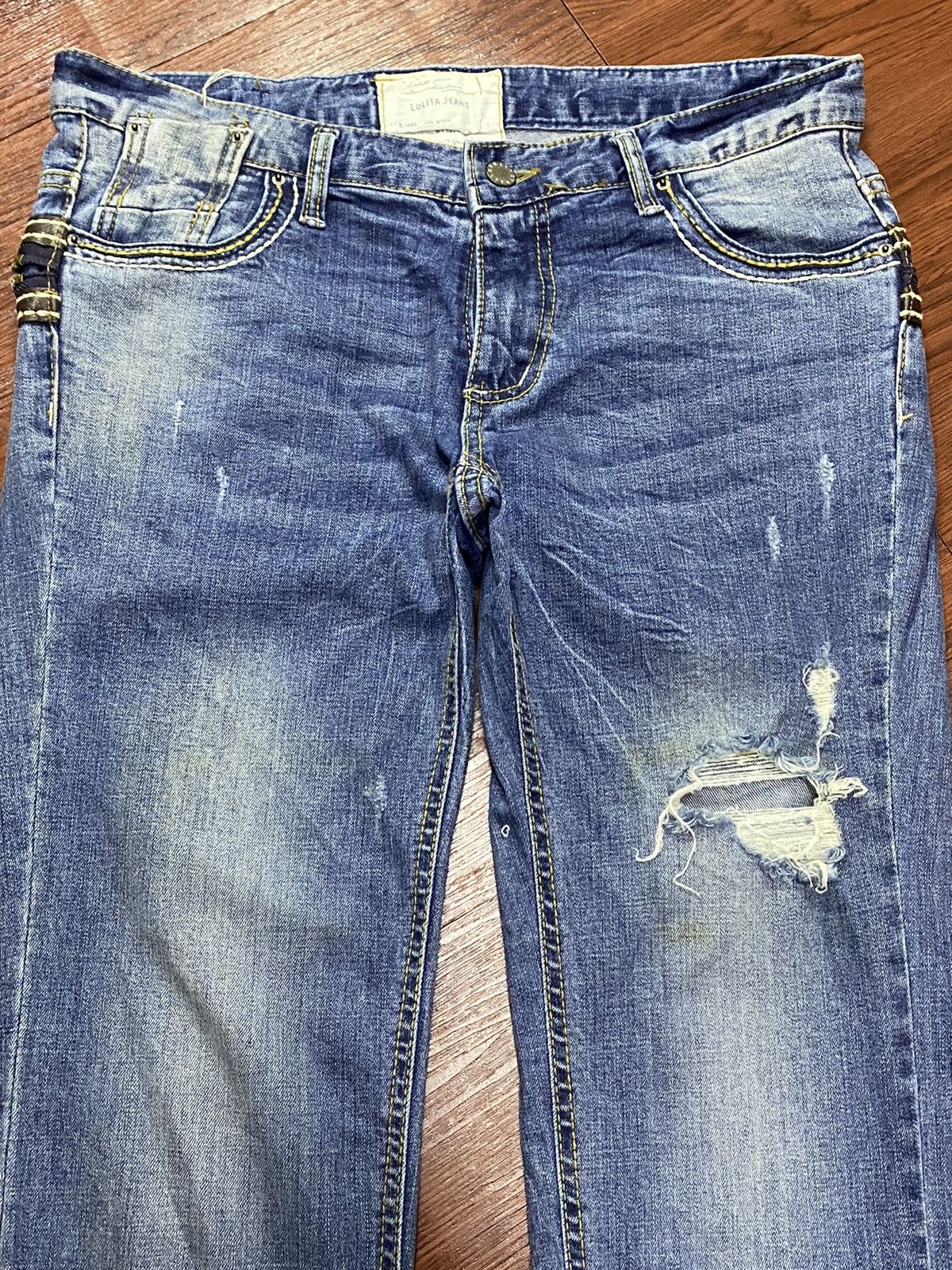 Japanese Brand Japanese Brands Lolita Y2K Distressed Skinny Jeans Size US 32 / EU 48 - 3 Thumbnail