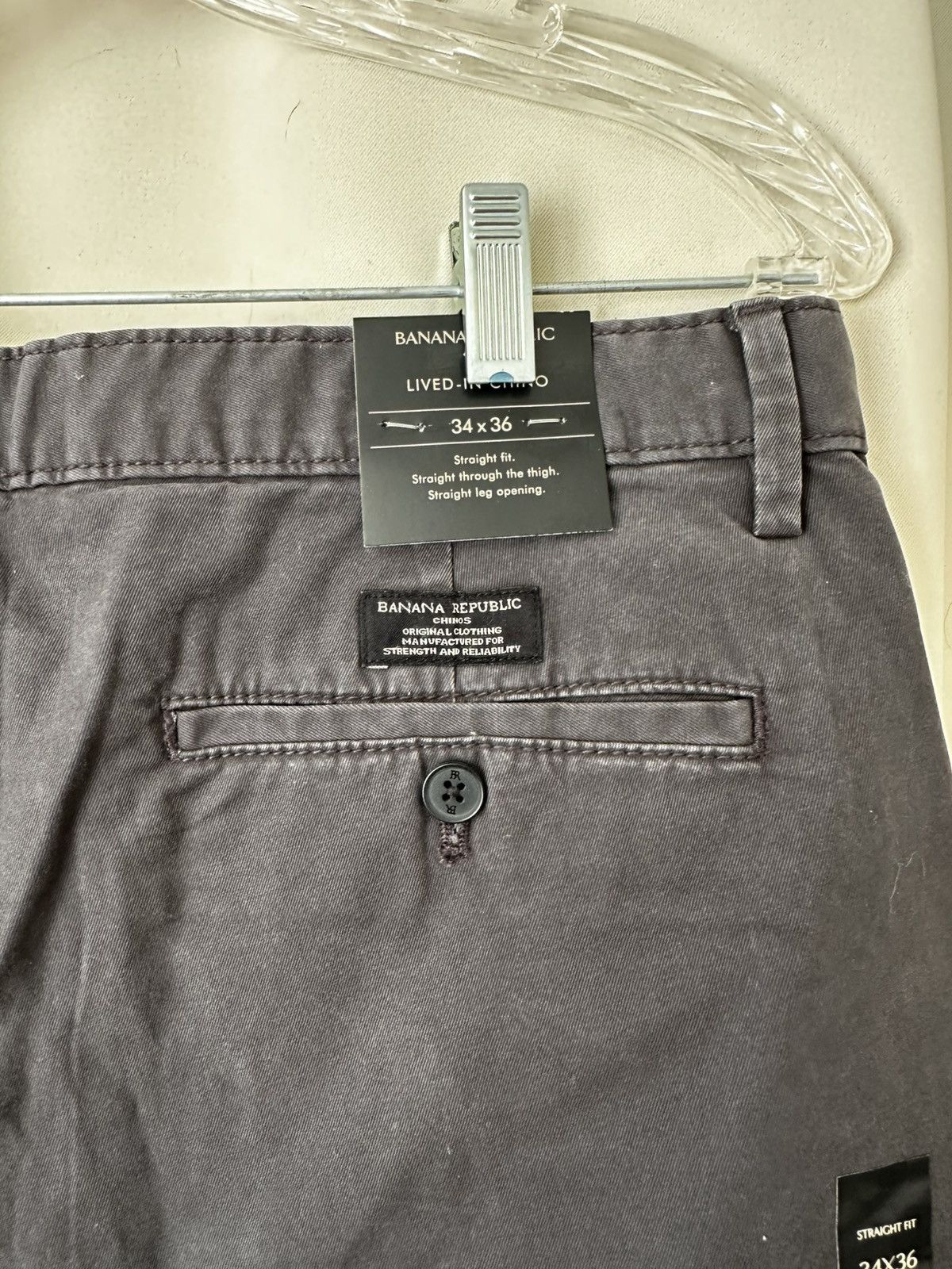 Banana Republic NEW Men's Banana Republic Chino Pants Gray 34x36 WITH TAGS Size US 34 / EU 50 - 6 Thumbnail