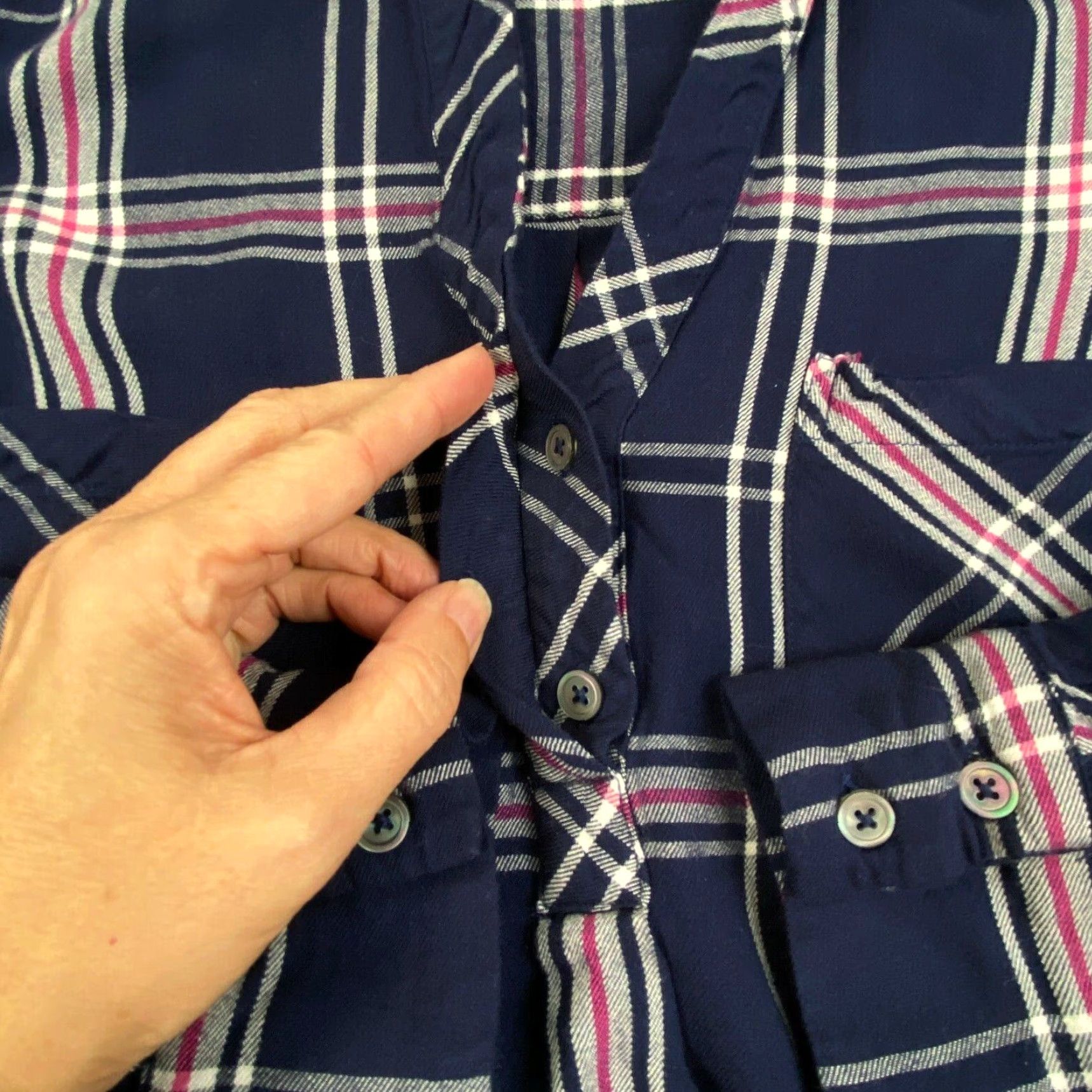 Joie Soft Joie Womens Plaid Flannel Shirt Blue Pink XS Long Sleeve Roll Tab Top Size XS / US 0-2 / IT 36-38 - 6 Thumbnail