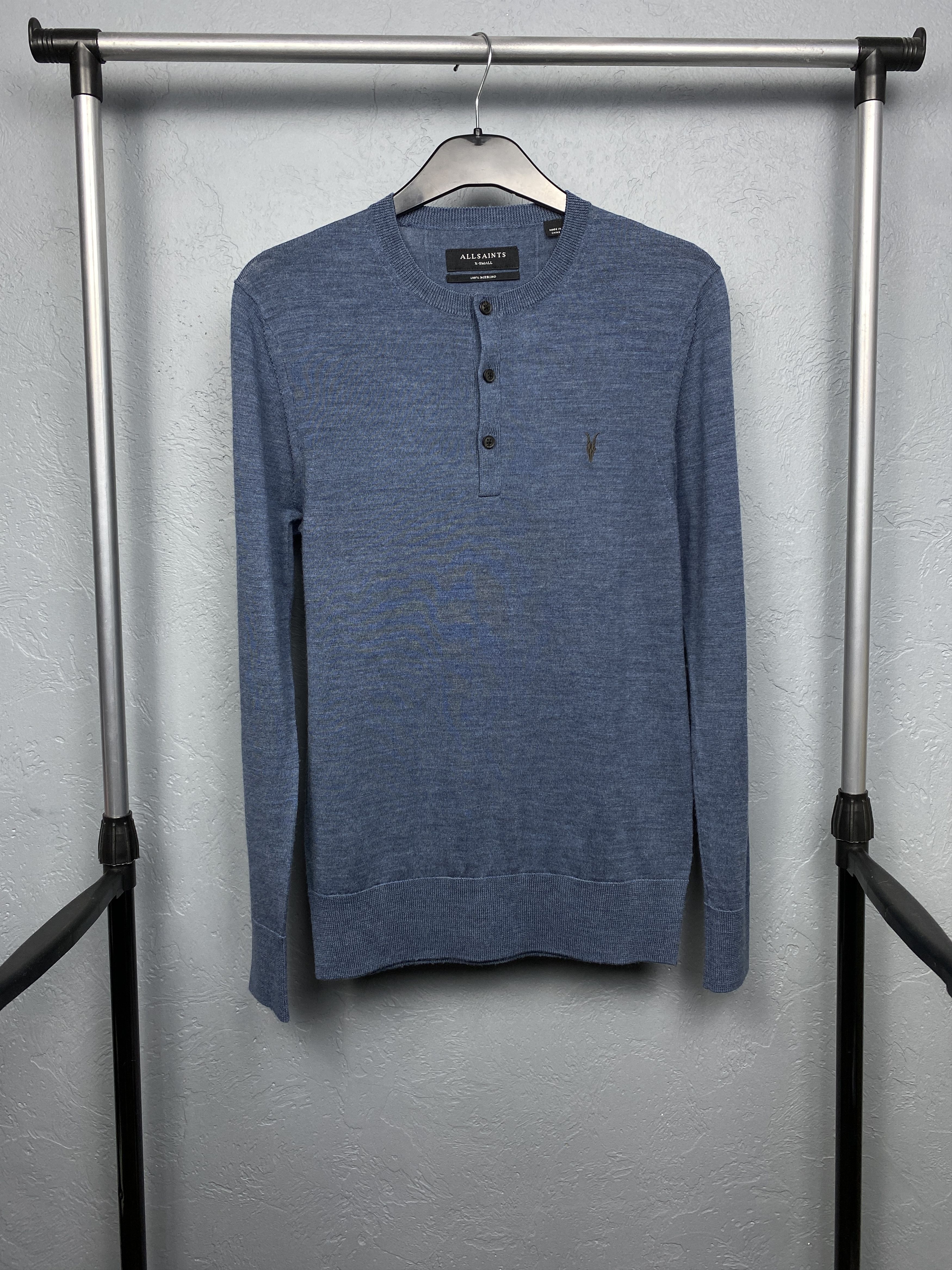 Allsaints AllSaints Mens Mode Merino Wool Knit Henley Sweater Size US XS / EU 42 / 0 - 1 Thumbnail