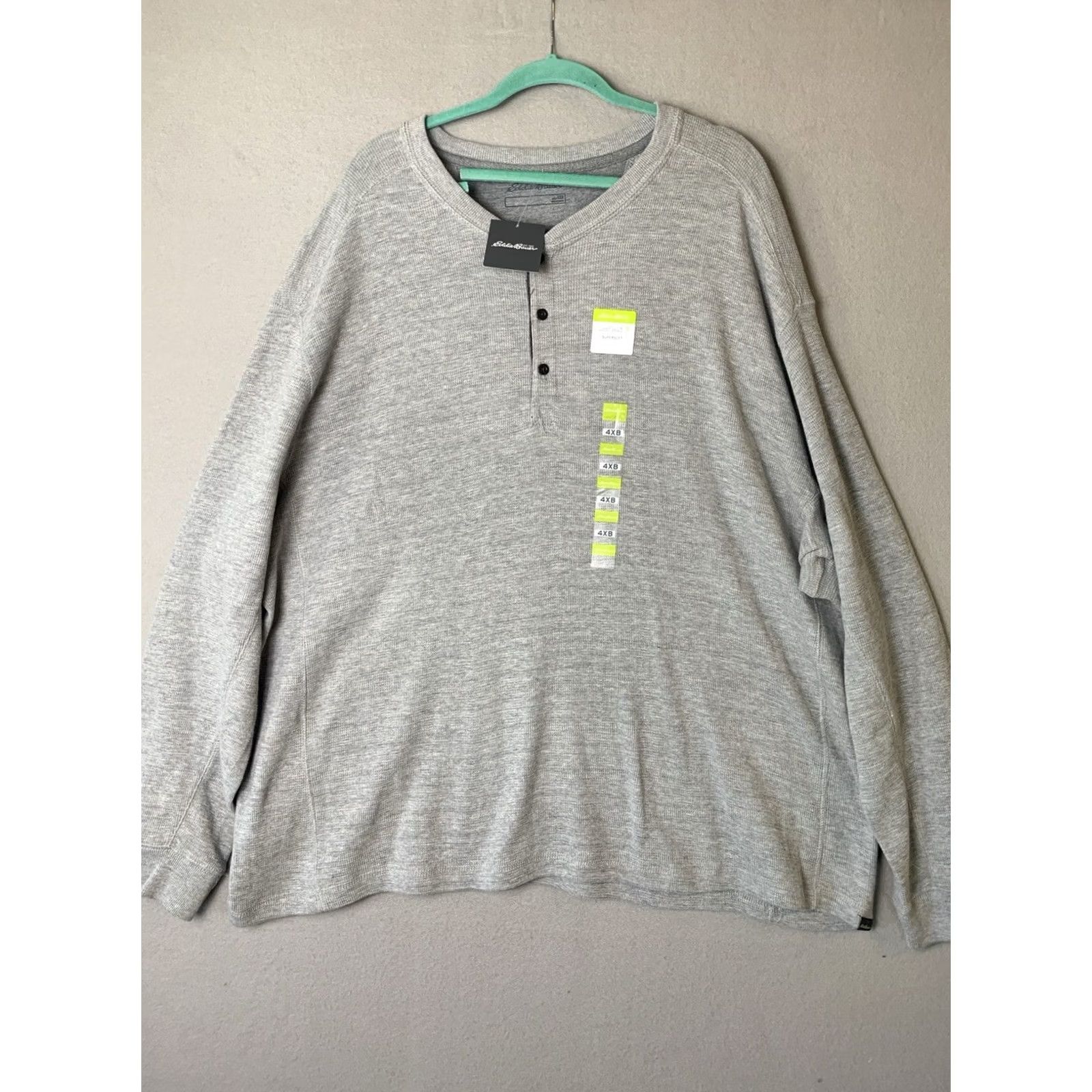 Eddie Bauer Eddie Bauer Shirt Mens 4XB Gray Waffle Knit Henley Thermal Long Sleeve NWT Big & Tall Size US XXL / EU 58 / 5 - 2 Thumbnail