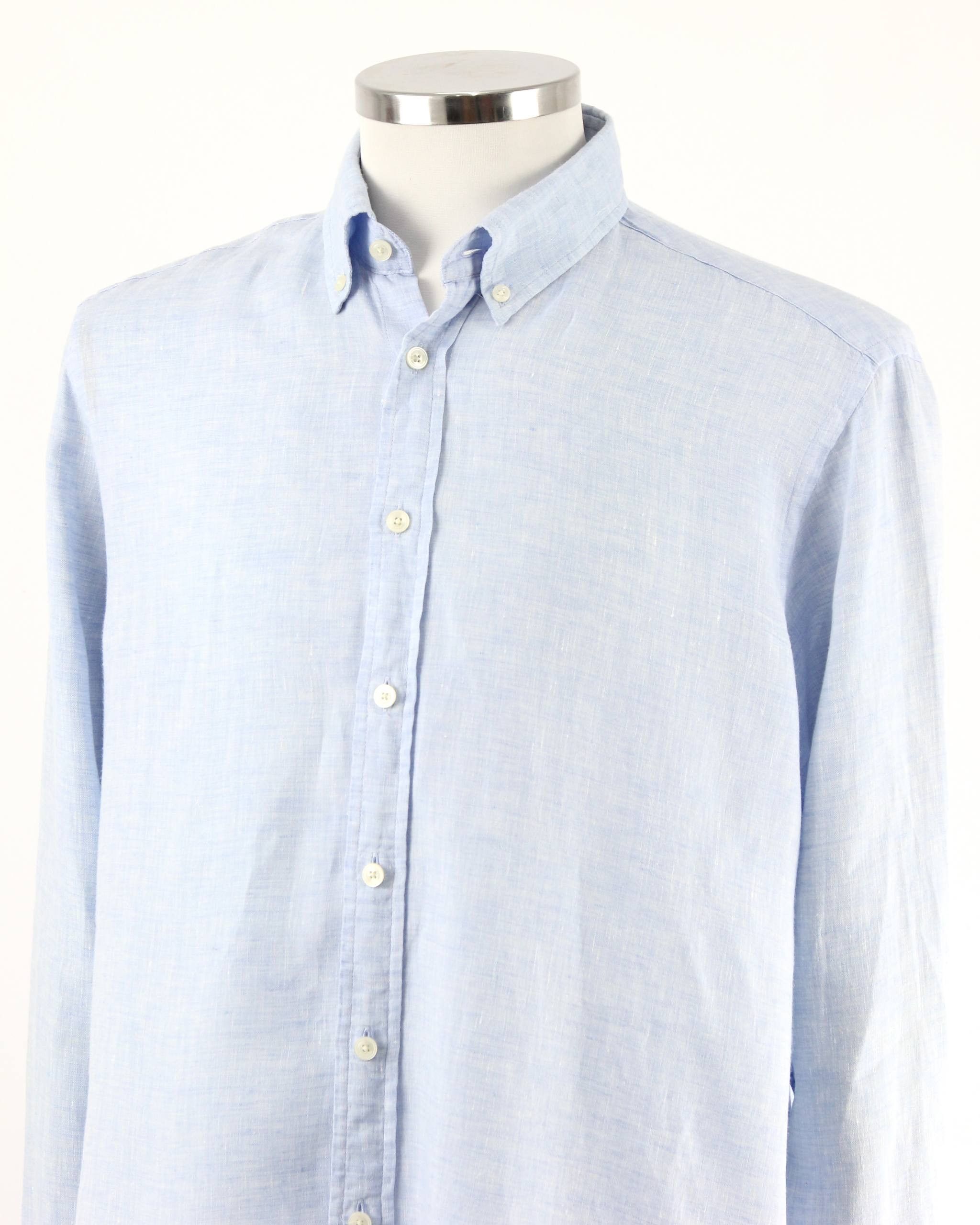 Hackett HACKETT LONDON Linen blue shirt Size US XL / EU 56 / 4 - 4 Thumbnail