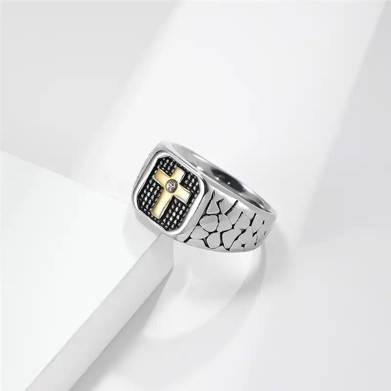 Jewelry × Vintage Titanium Retro Cross Ring Size ONE SIZE - 1 Thumbnail