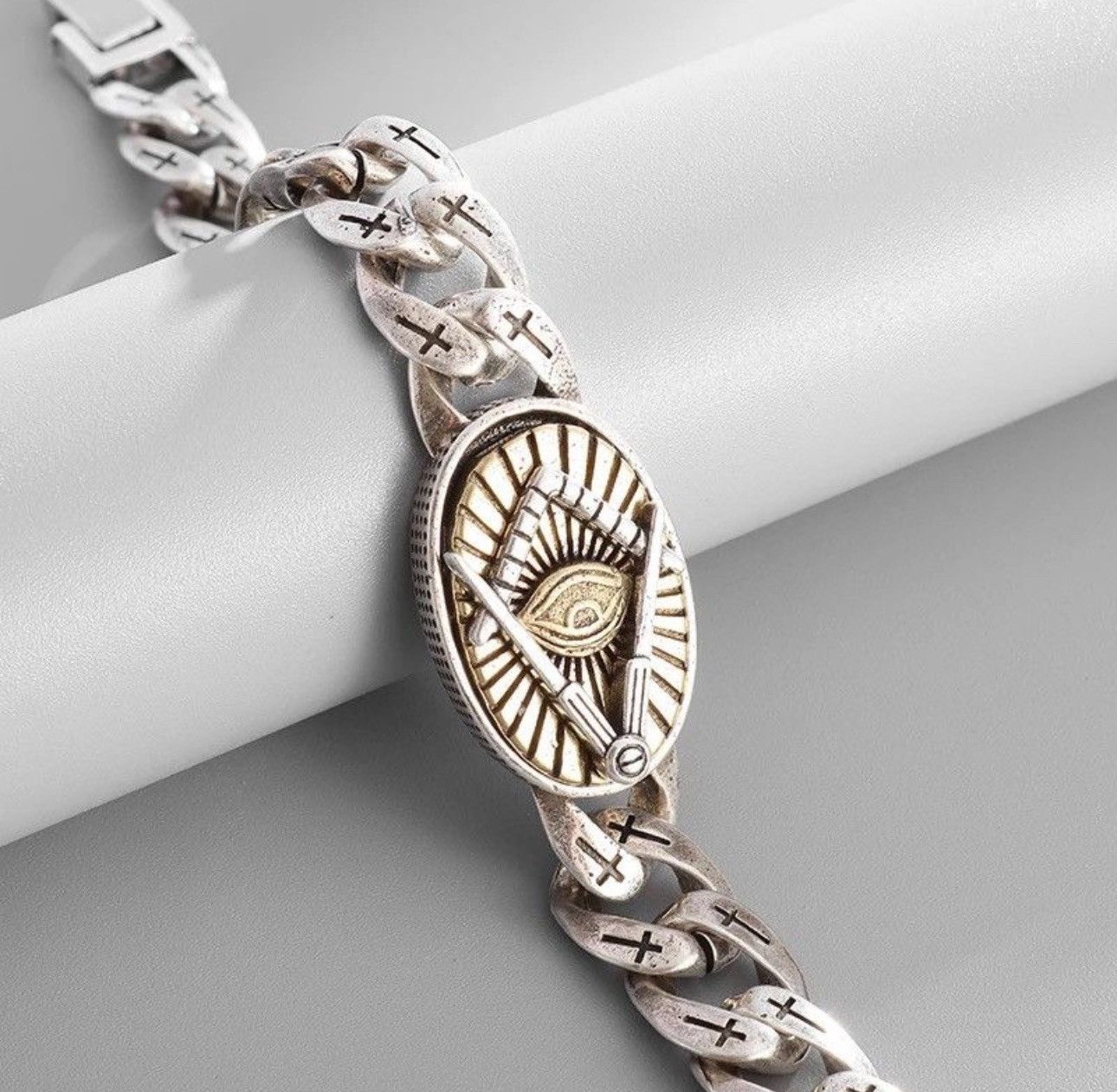 Jewelry Vintage Retro Masonic Symbol Bracelet Chain Size ONE SIZE - 3 Thumbnail