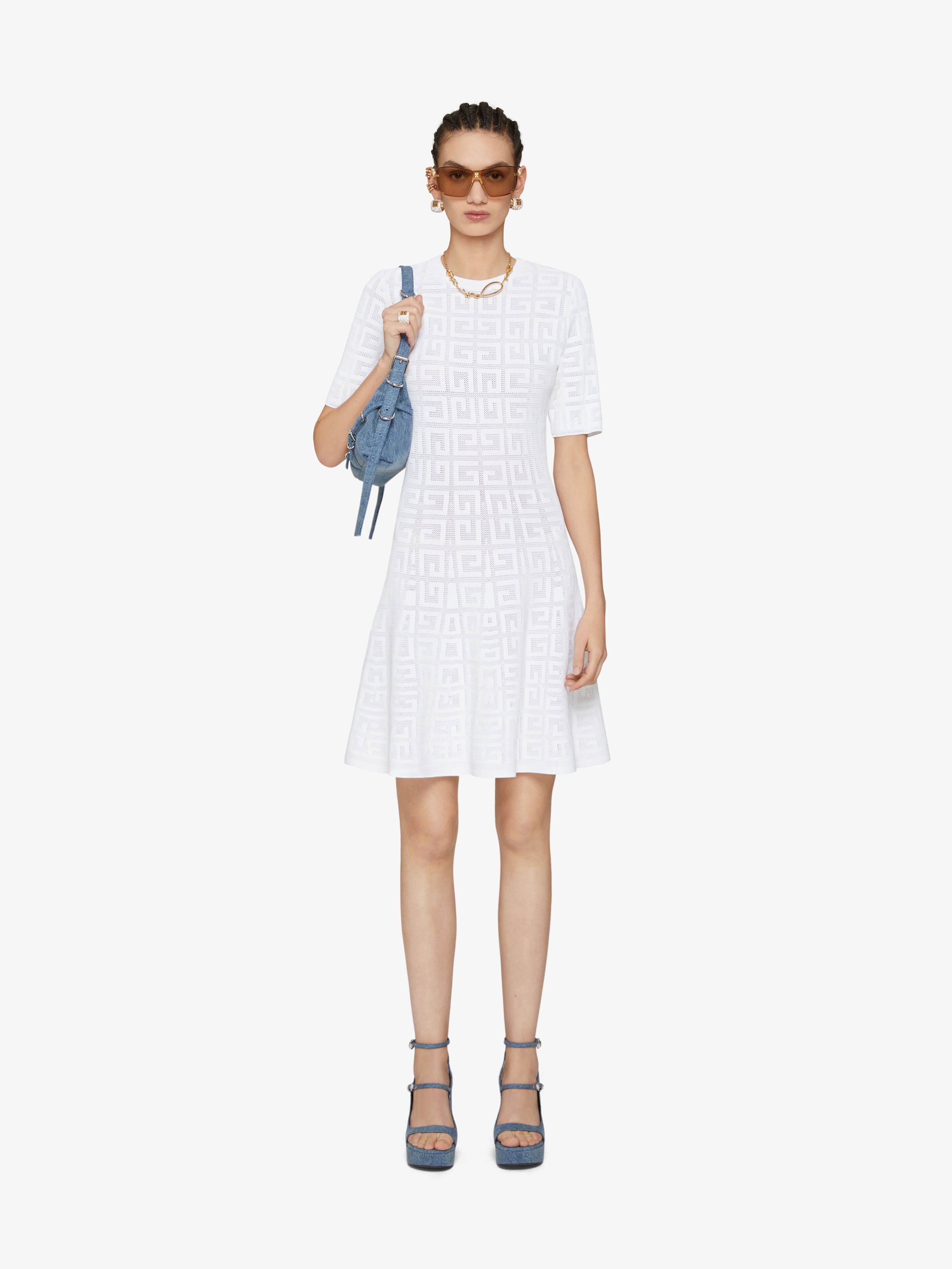 o1srvl11e0125 Jacquard Knit Mini Dress in White