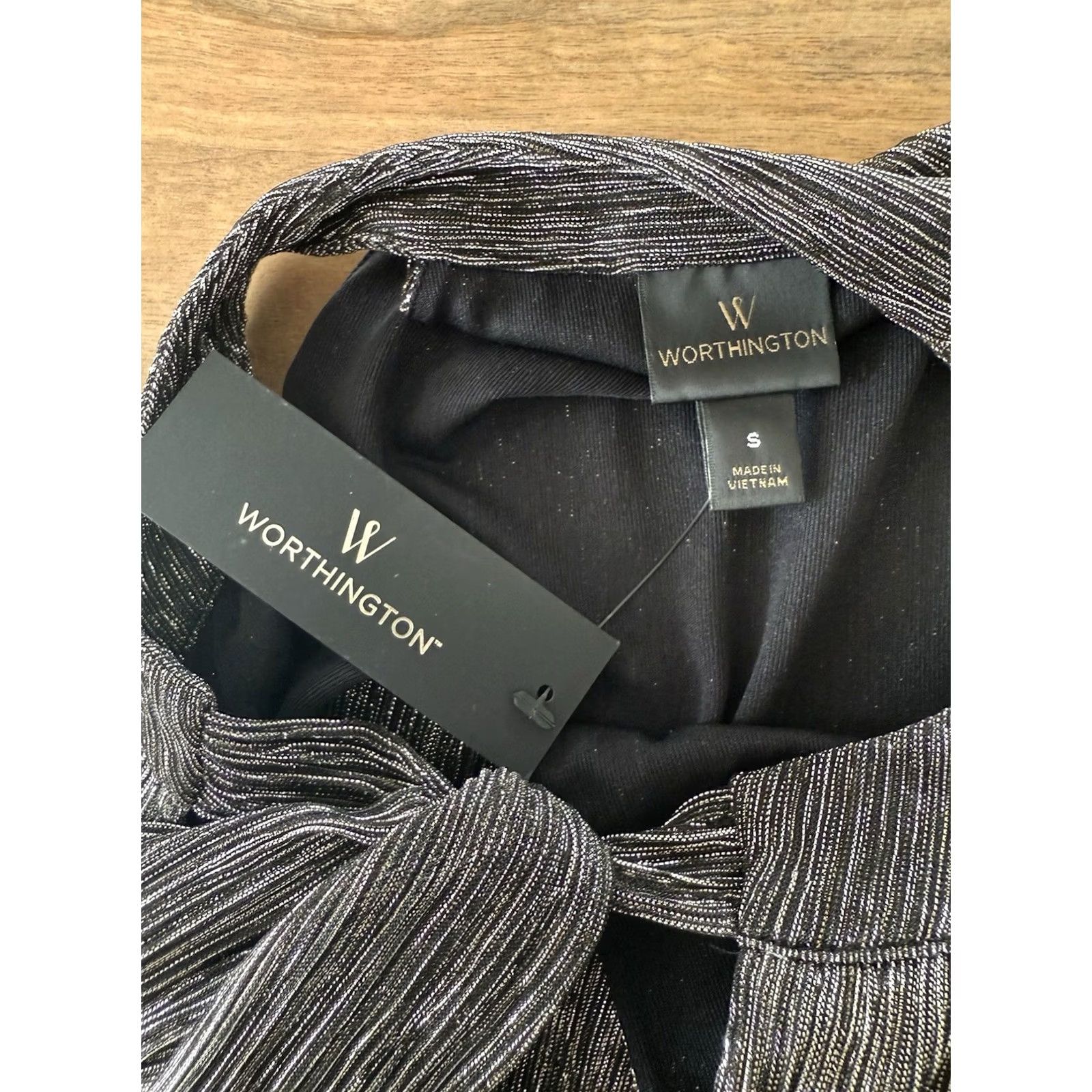 Worthington Worthington Tunic Tank Top Blouse Sleeveless Bow Tie Neck Black XS? Size S / US 4 / IT 40 - 3 Thumbnail