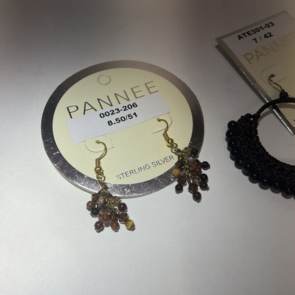 Other Pannee Loop /Hoop Macrame Earrings Brown & Beaded Dangle Size ONE SIZE - 2 Thumbnail