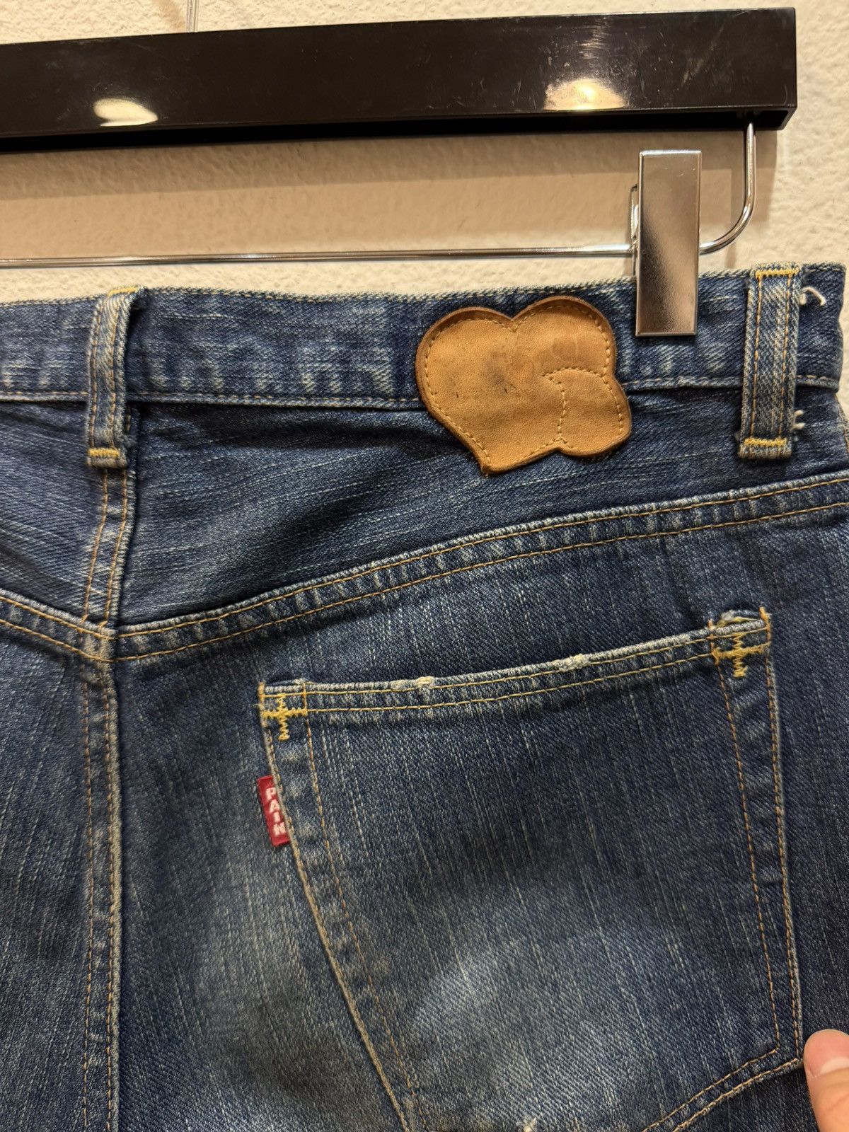 Number (N)ine AW03 Kurt Cobain Velvet Patch Denim Jeans 2 Size US 31 - 5 Thumbnail