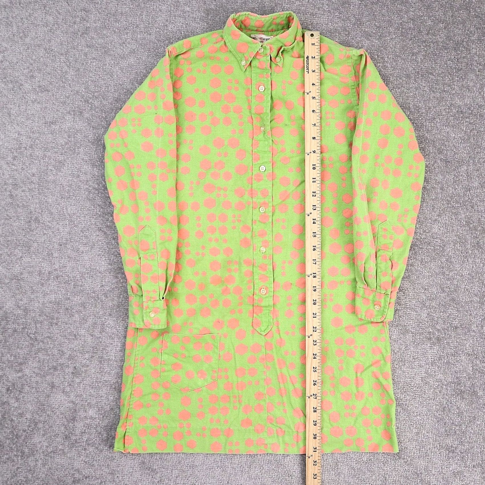 Vintage VTG Morgan of London Dress Women's Small Green Pink Long Sleeve Collared Button Size S / US 4 / IT 40 - 3 Thumbnail