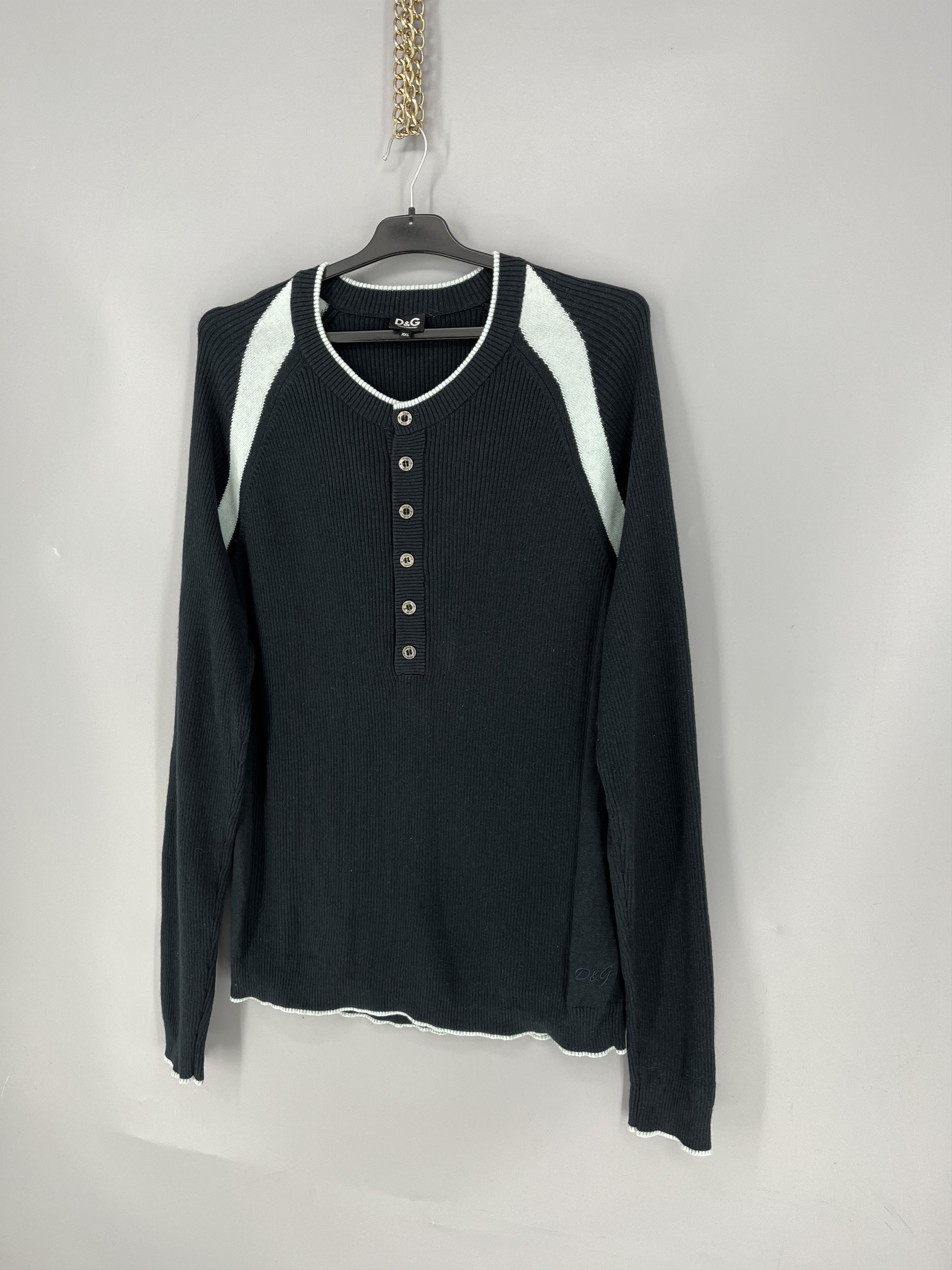 Dolce & Gabbana D&G Dolce & Gabbana Ribbed Henley Sweater Mens XXL Cotton Size US XXL / EU 58 / 5 - 3 Thumbnail