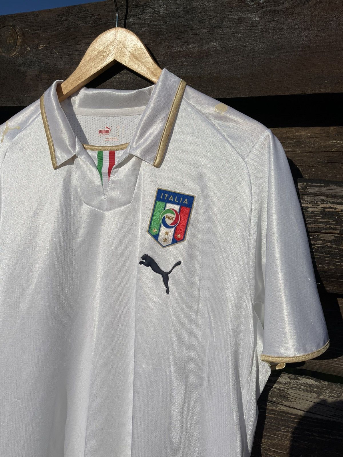 Puma 2008 Puma Italy Vintage soccer jersey white/gold Size US L / EU 52-54 / 3 - 5 Thumbnail