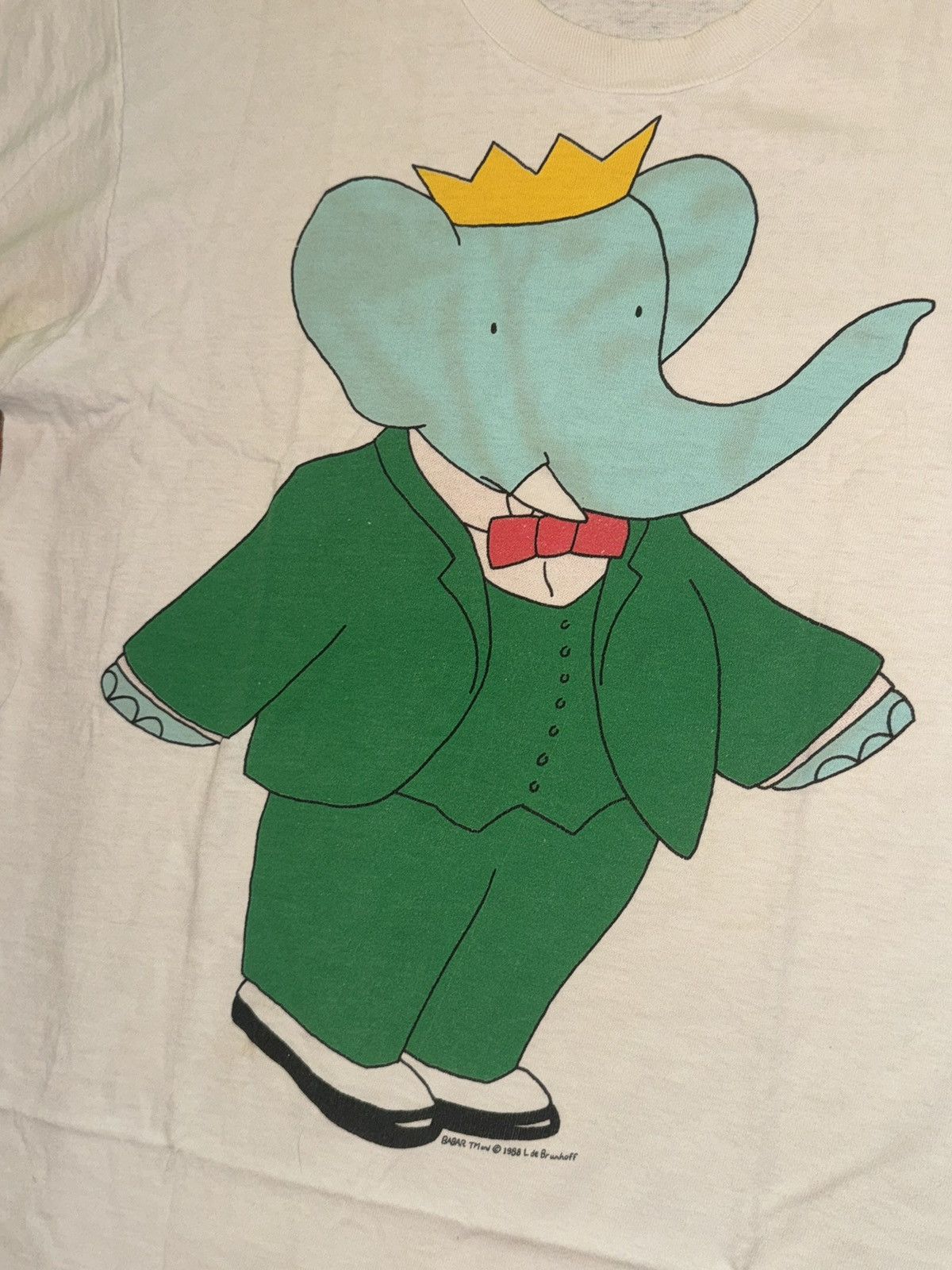 Vintage vintage babar 1988 rare t shirt sz L usa cartoon elephant Size US L / EU 52-54 / 3 - 4 Thumbnail