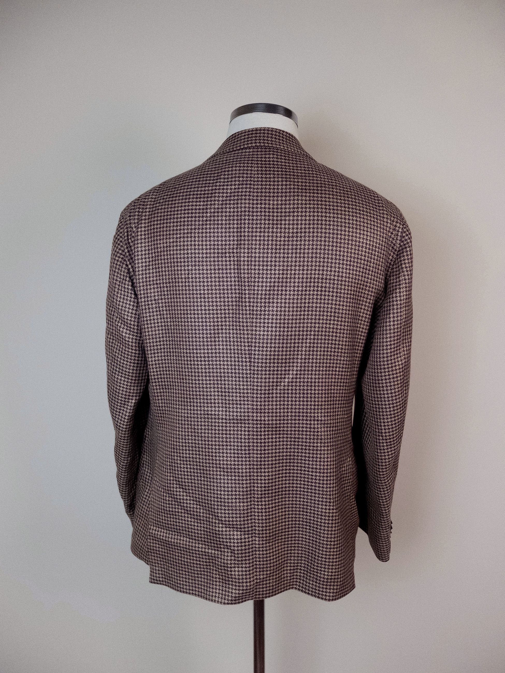 Luigi Bianchi LUIGI BIANCHI brown wool silk linen houndstooth sportcoat Size 46R - 2 Thumbnail
