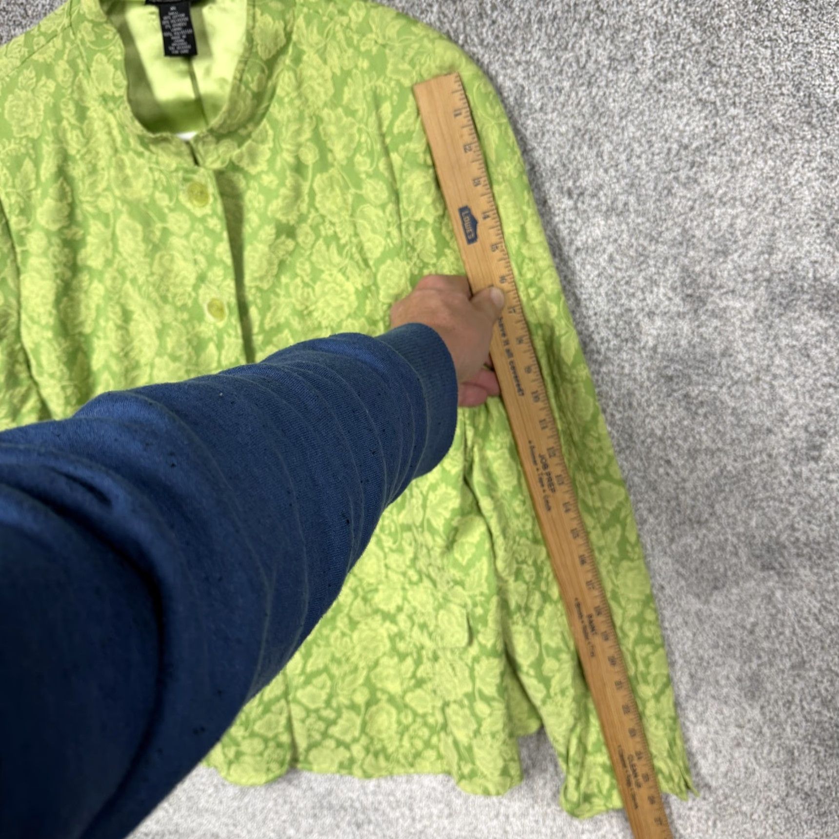 Vintage Dialogue Blazer Jacket XL Floral Jacquard Lined Shoulder Pads Office Chic Green Womens XL Size XL / US 12-14 / IT 48-50 - 3 Thumbnail