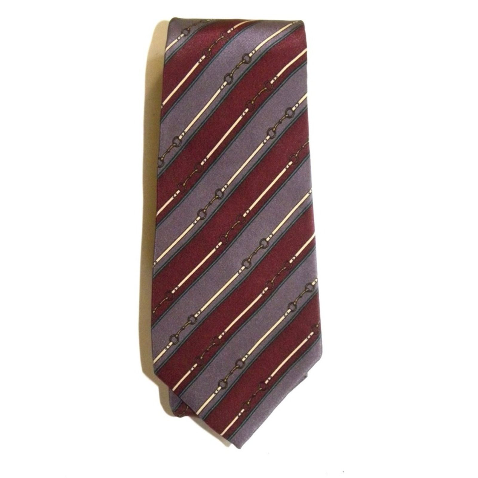 Geoffrey Beene × Vintage VTG 70s Italian Silk EQUESTRIAN Tie Mauve Burgundy Size ONE SIZE - 5 Thumbnail