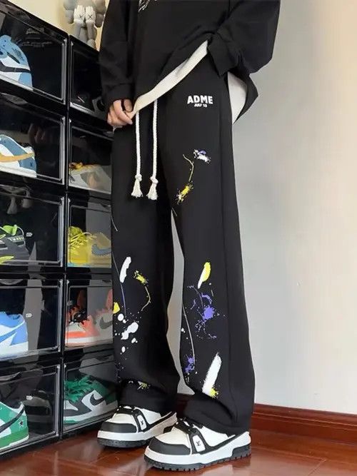 Designer Stretchable Graffiti Printed Sweatpants Size US 33 - 2 Thumbnail