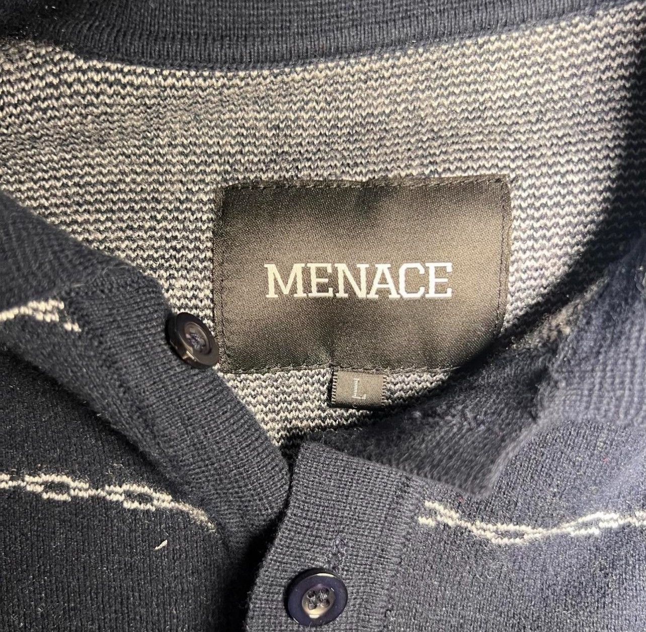 Menace Navy and white striped Menace polo shirt. NEVER WORN Size US L / EU 52-54 / 3 - 4 Thumbnail