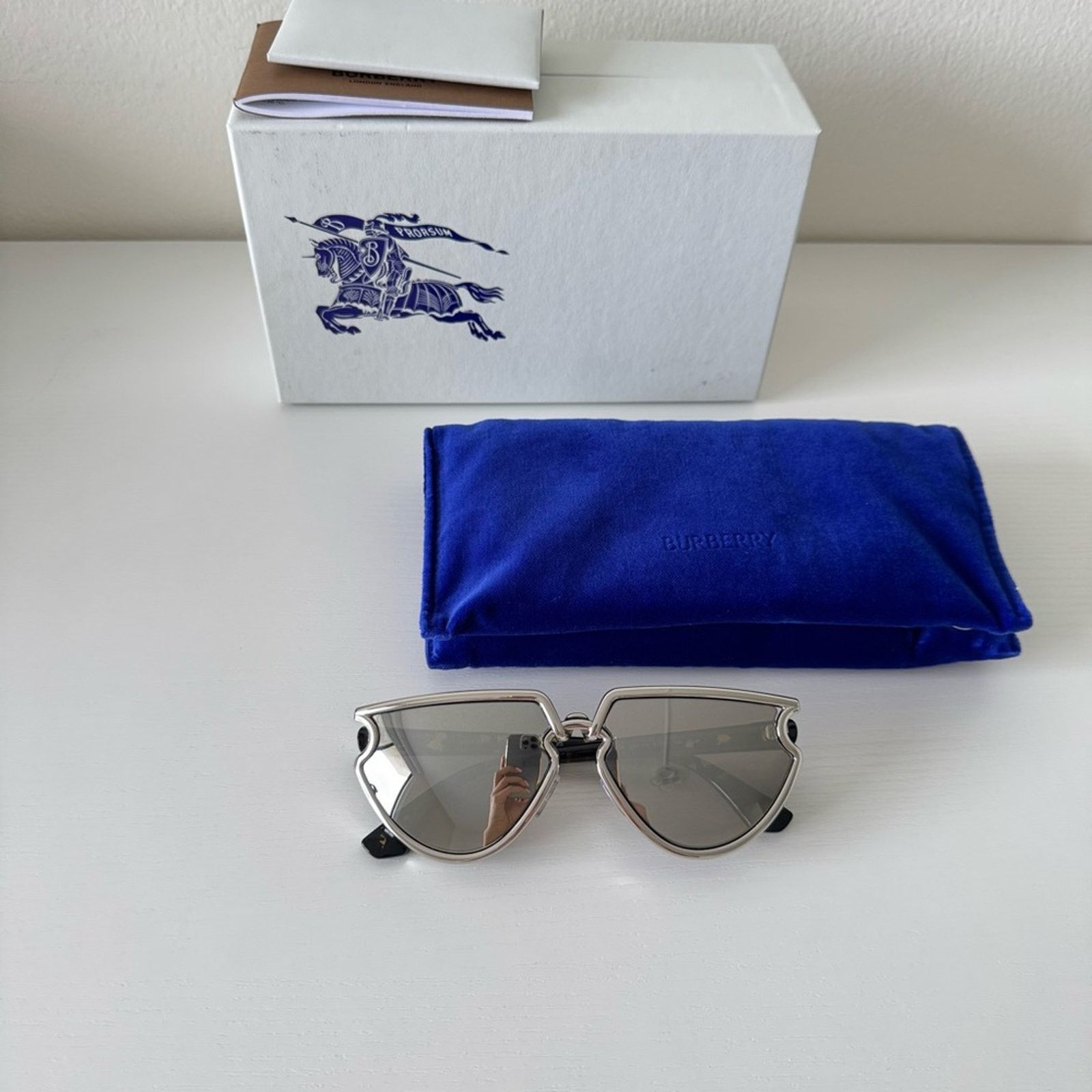 Burberry New Burberry Sunglasses B3152 10056G Silver Mirror Authentic Size ONE SIZE - 11 Thumbnail