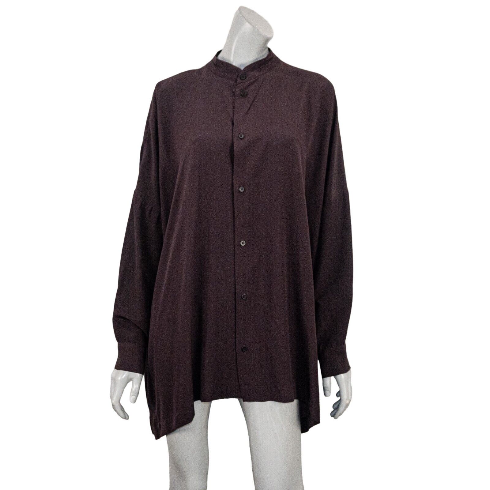 eskandar Eskandar Sz 2 100% Silk Purple Eggplant Boxy Oversize Blouse Size ONE SIZE - 2 Thumbnail
