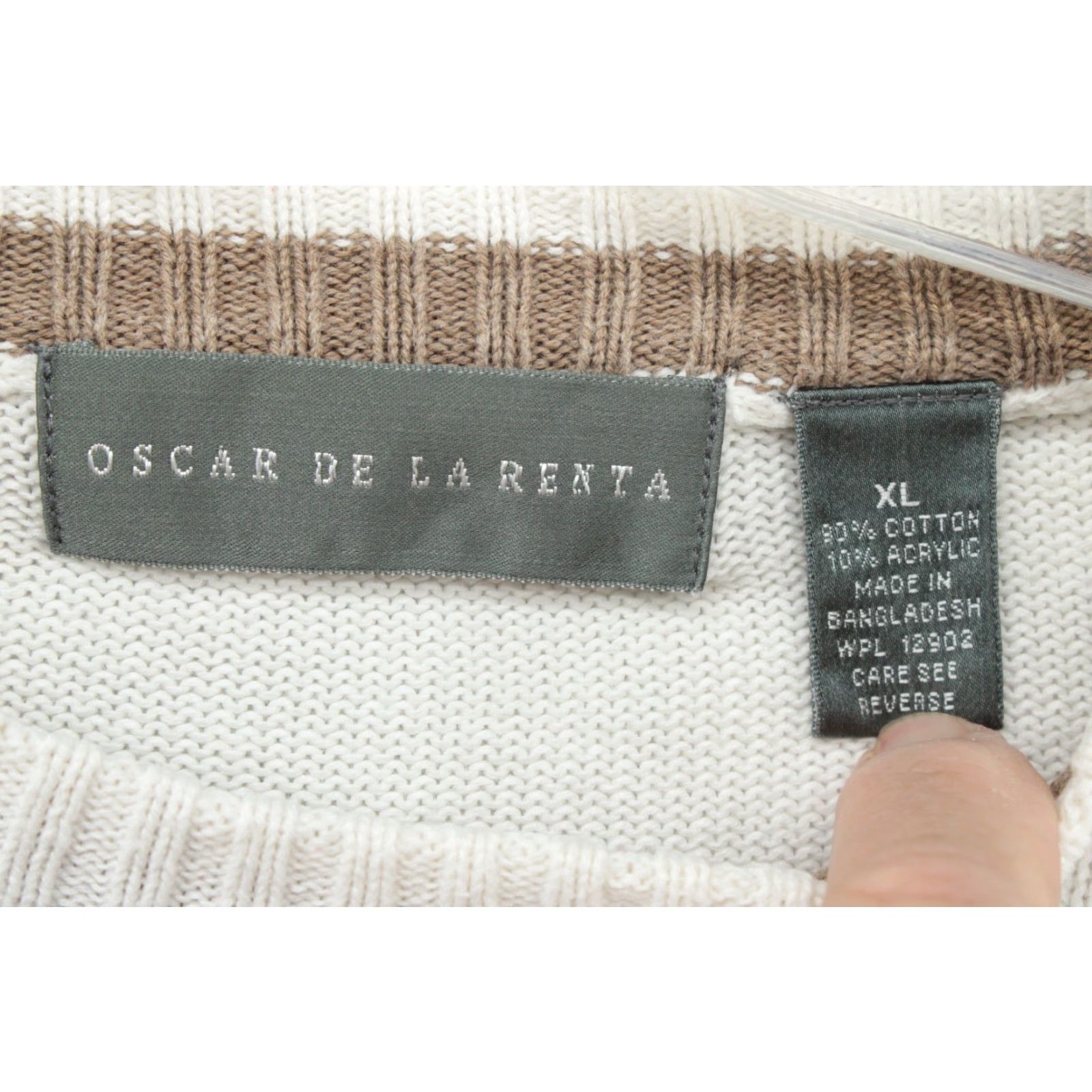 Oscar De La Renta Oscar de la Renta Sweater XL Patchwork Check Preppy Brown Beige Gray Pullover Knit Men's Size US XL / EU 56 / 4 - 3 Thumbnail