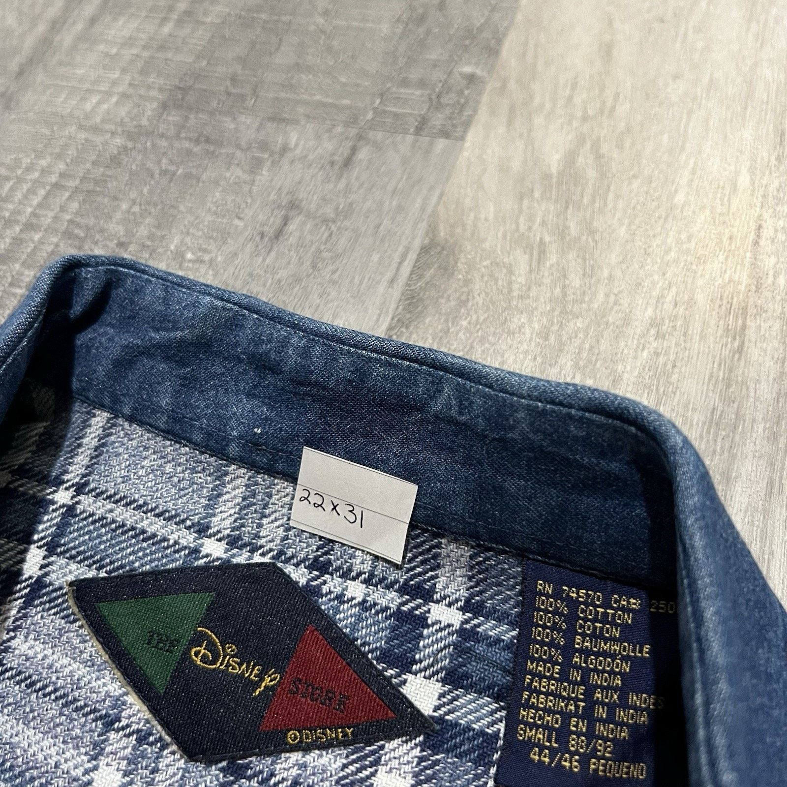 Disney Disney Mickey Mouse Heavy Blue Plaid Cotton Flannel Shirt Size US S / EU 44-46 / 1 - 4 Thumbnail
