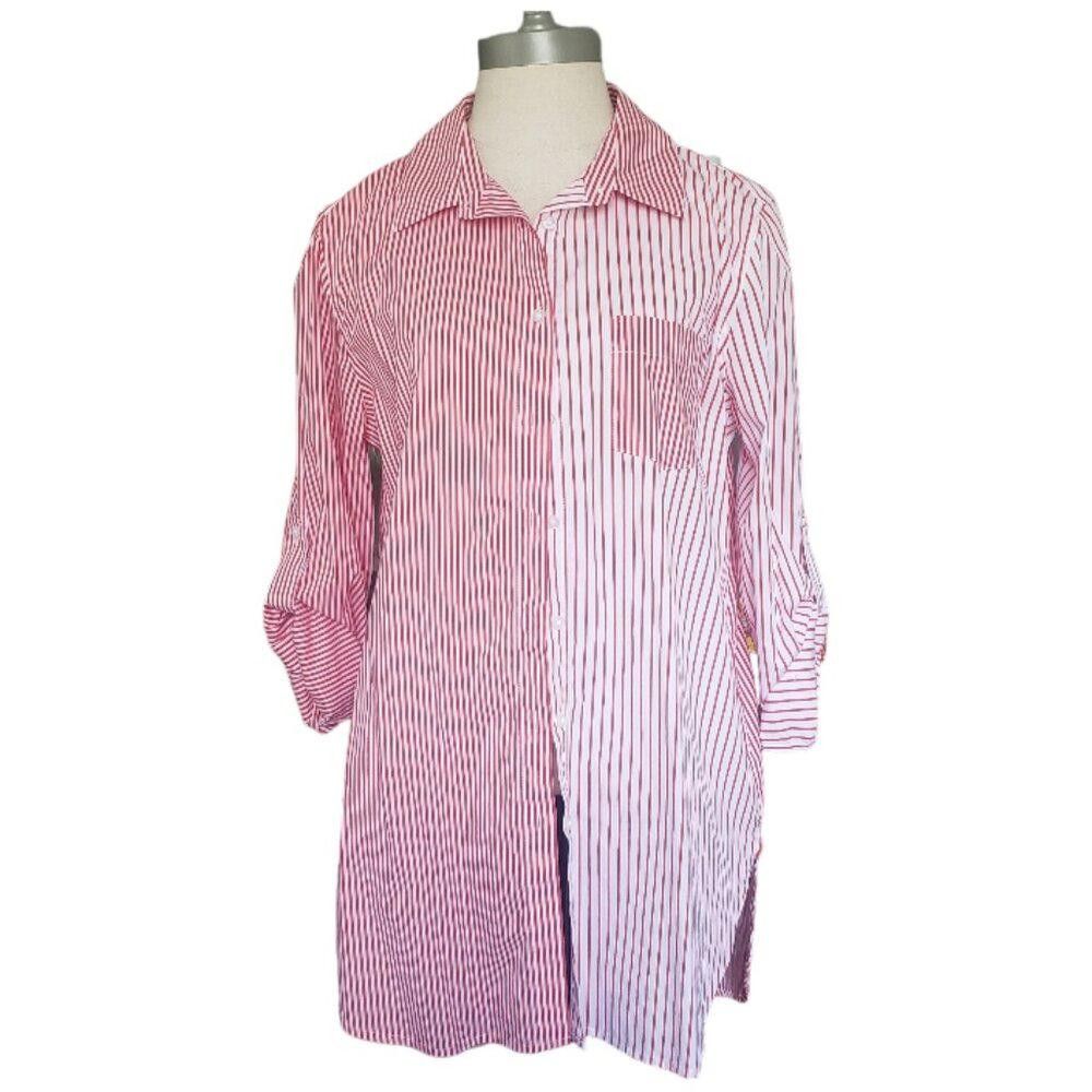 Calvin Klein CT743 Calvin Klein Men's Red & White Slim Fit Shirt 16.5 Size 38R - 1 Thumbnail