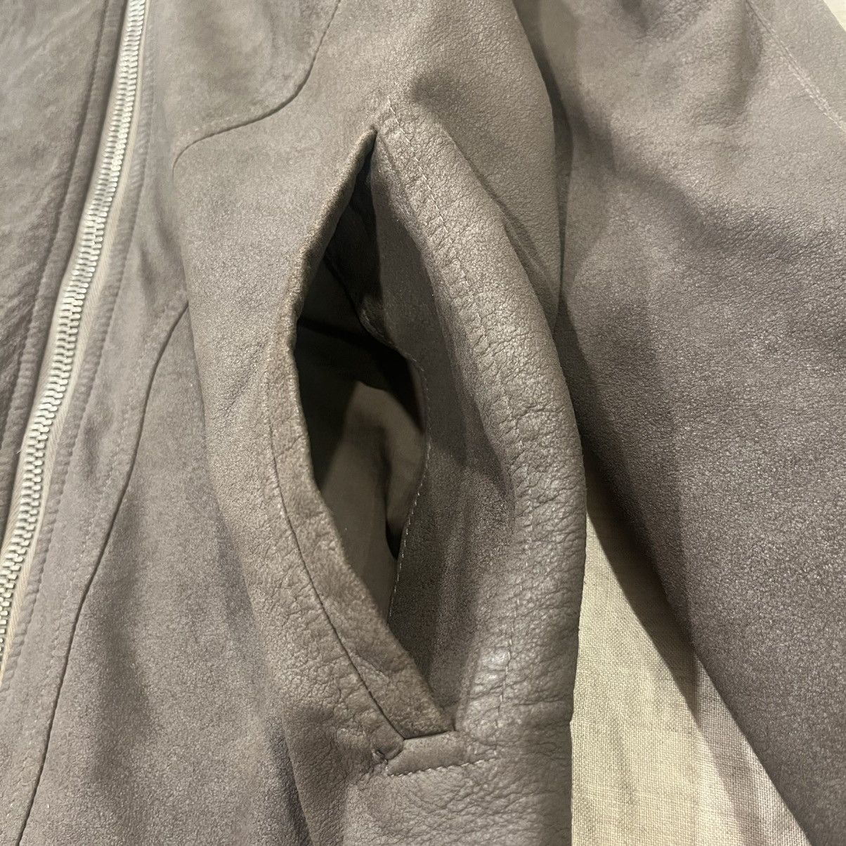Rick Owens Rick Owens High Neck Intarsia Jacket in LBQ Lamb Suede, Dust Size US S / EU 44-46 / 1 - 8 Thumbnail