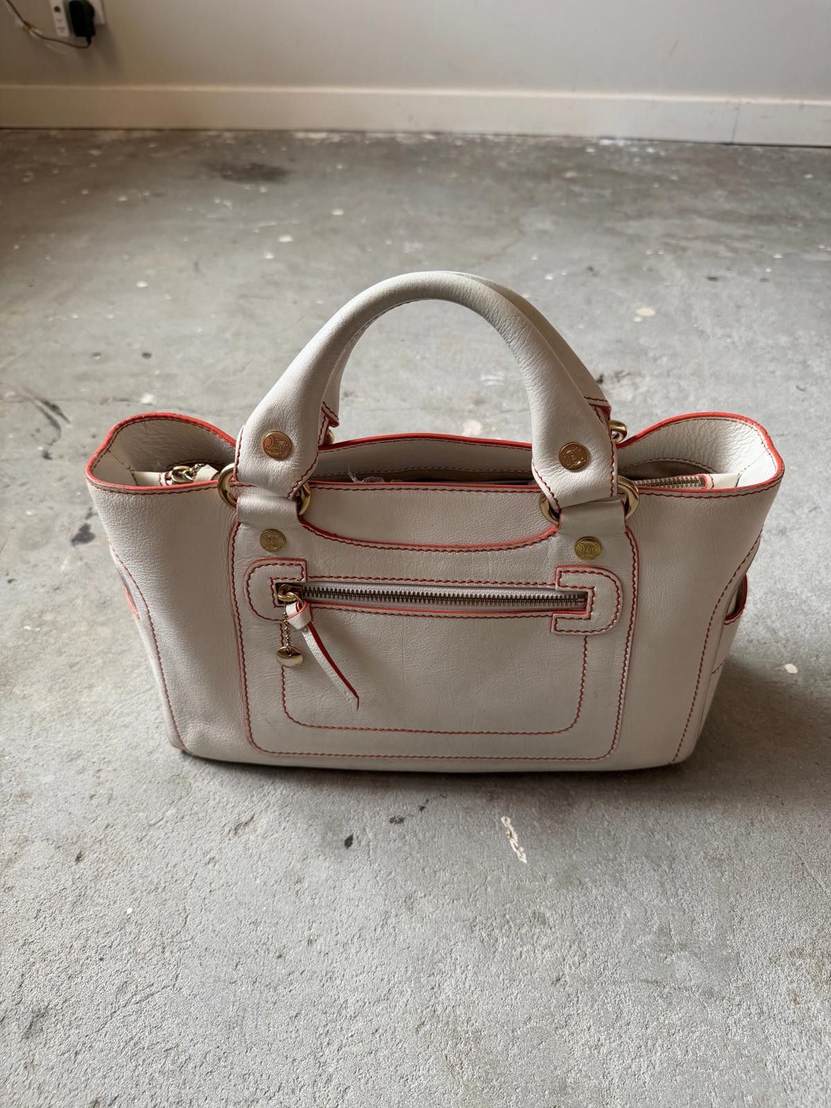 Celine Celine Leather Boogie Shoulder Bag White/Red Size ONE SIZE - 2 Thumbnail