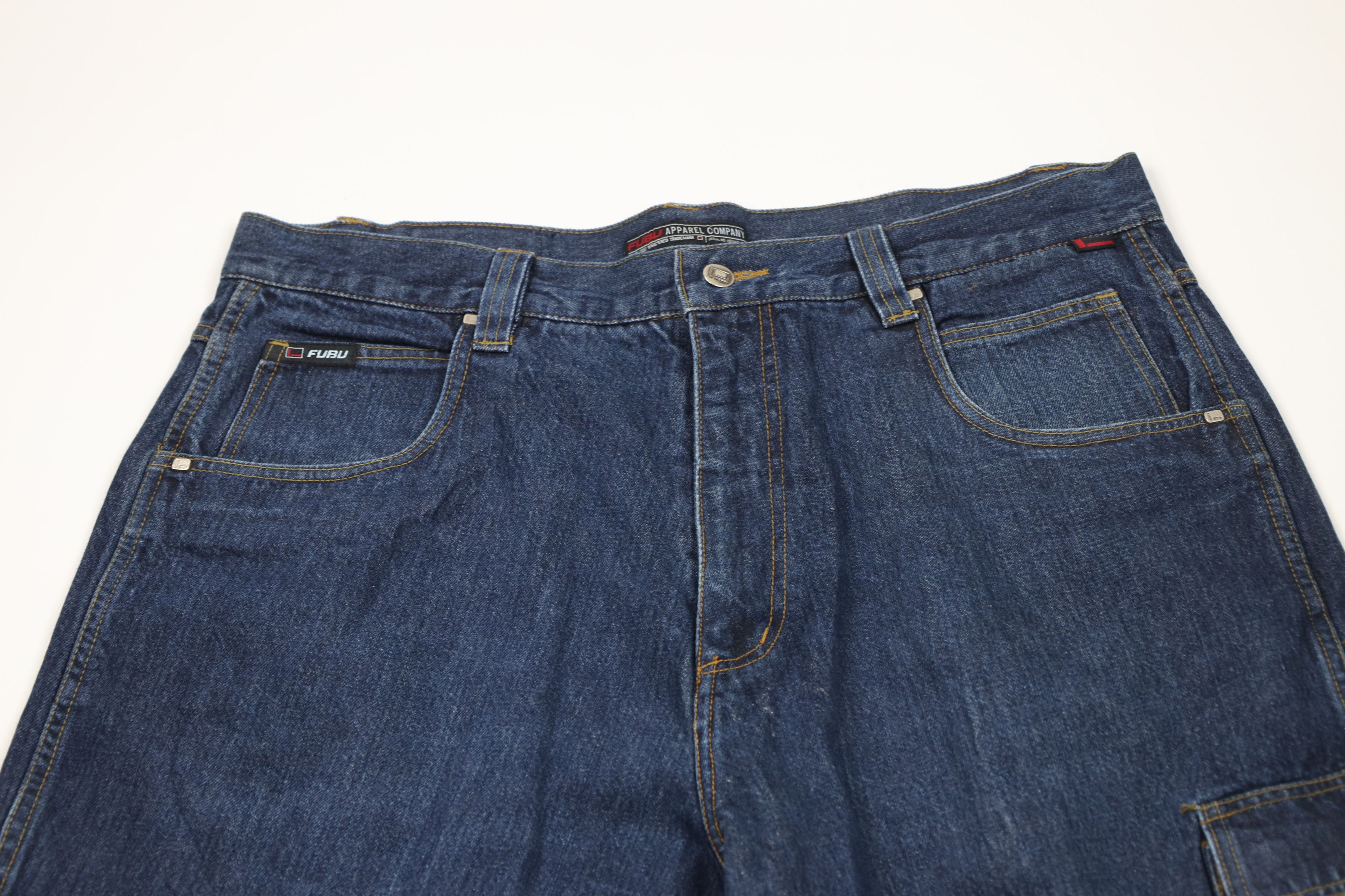 Fubu Vintage 90s Y2K FUBU Baggy Wide Leg Cargo Denim Jeans Blue Size US 40 / EU 56 - 2 Thumbnail