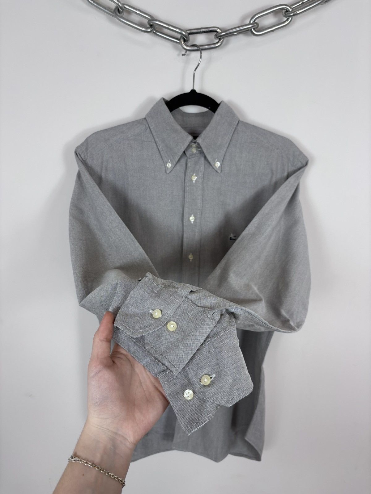 Etro Etro Men’s Textured Grey Long Sleeve Shirt Button Down Size US L / EU 52-54 / 3 - 8 Thumbnail