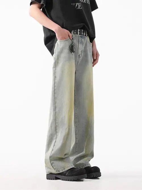 VIBE Gray and Yellow High Street Vintage Loose Fit Denim Shorts Size US 30 / EU 46 - 3 Thumbnail
