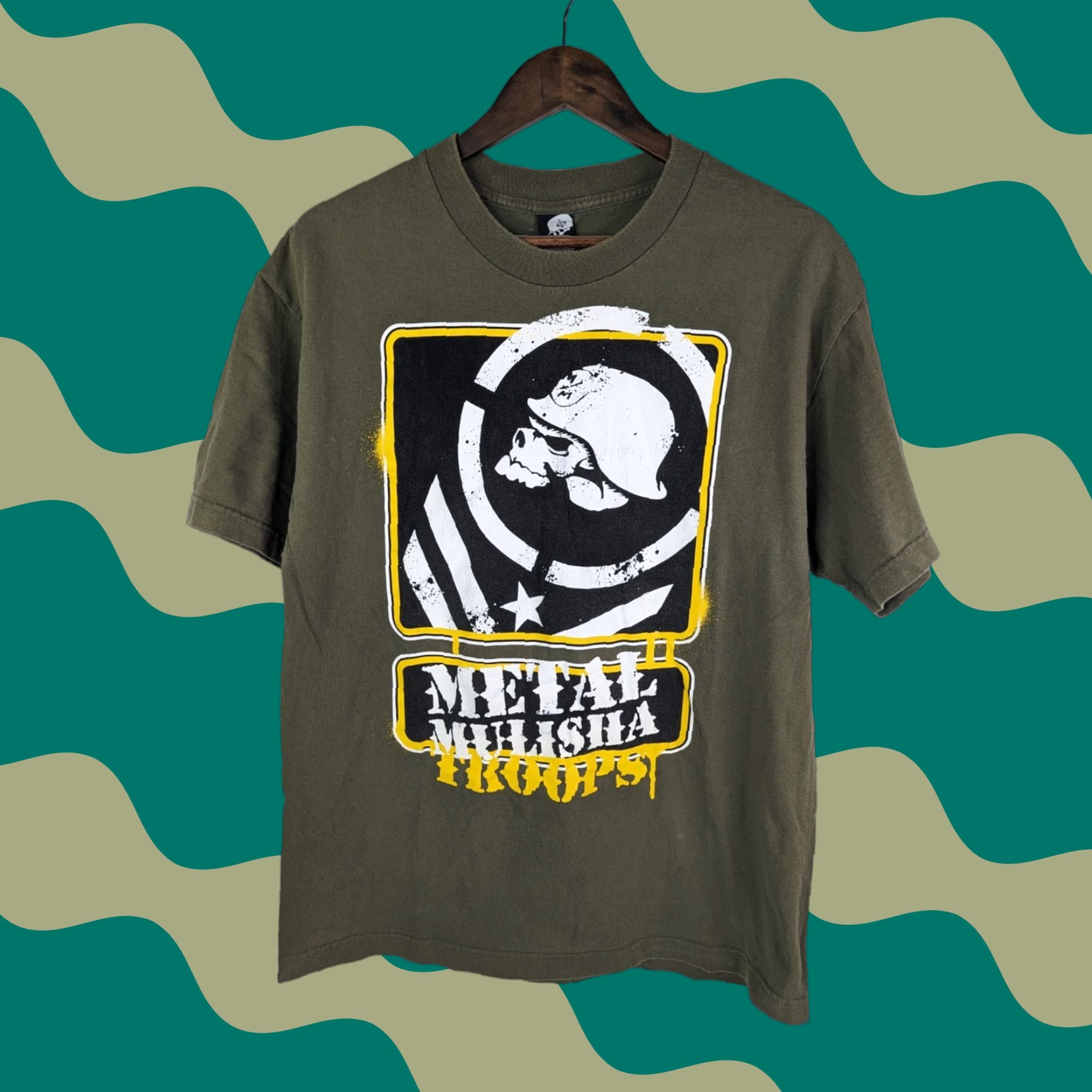 Metal Mulisha VINTAGE Metal Mulisha Army Green Skull T-Shirt Mens L Green Logo 90s? (Note: Need to only use words from original title and follow structure) Size US L / EU 52-54 / 3 - 1 Thumbnail