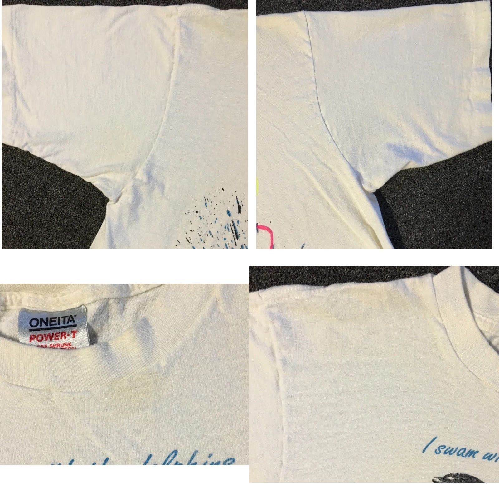 Vintage VINTAGE 80s I Swam With Dolphins Faded Shirt S White Short Sleeve T-Shirt Men Size US S / EU 44-46 / 1 - 8 Thumbnail