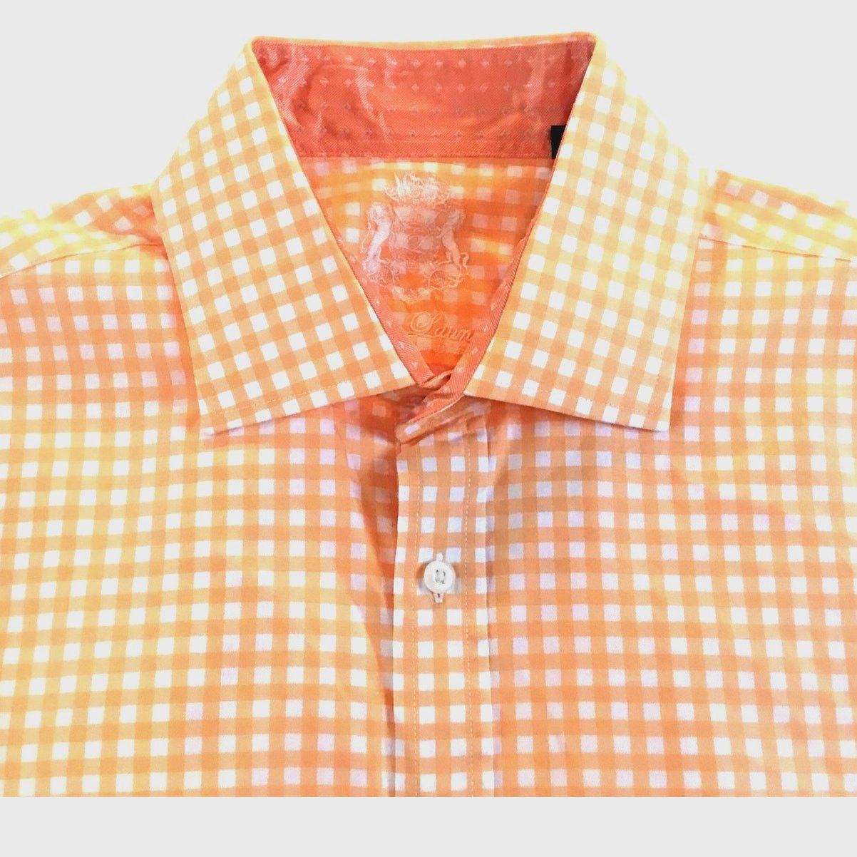 English Laundry English Laundry Men's Dress Shirt 15-1/2-34/35 Orange Check Size US L / EU 52-54 / 3 - 2 Thumbnail
