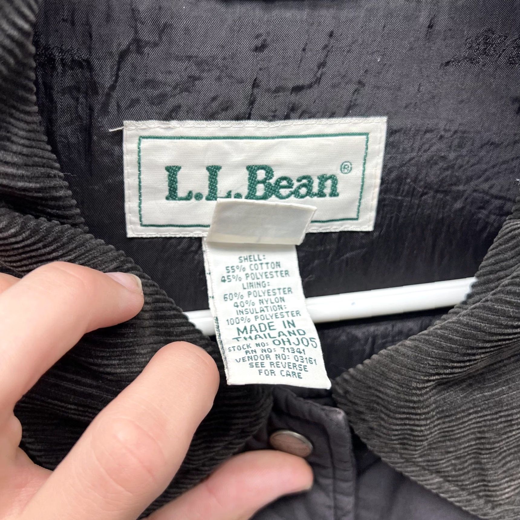 Vintage LL Bean Jacket Womens Large Gray Quilted Corduroy Collar Snap Insulated Coat Size L / US 10 / IT 46 - 3 Thumbnail