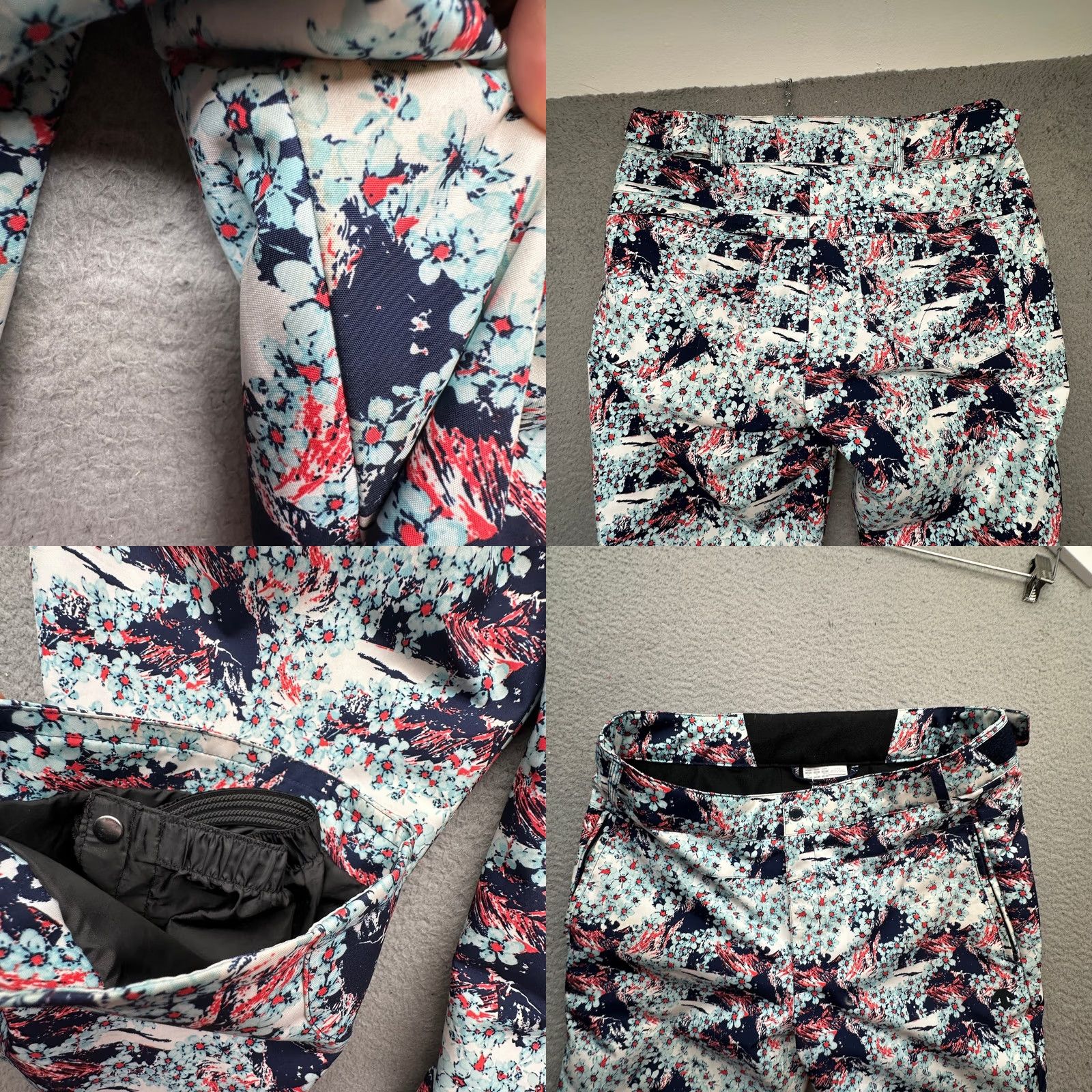 Vintage Descente Norah Ski Snowboard Pants Womens 10 Floral Blue Pink 34x31 Size 32" / US 10 / IT 46 - 9 Thumbnail