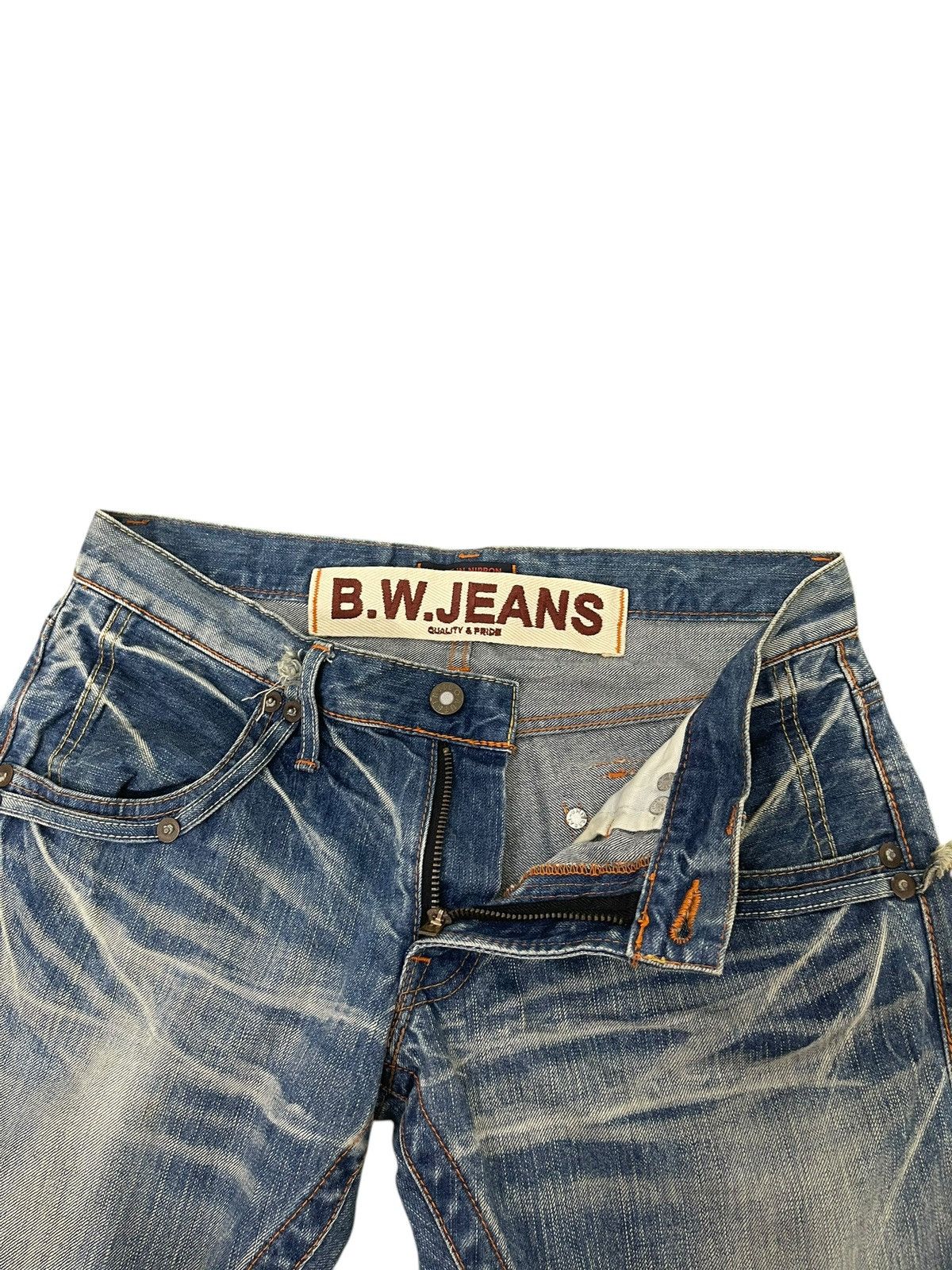 Japanese Brand Flare Jeans Blue Way Faded Distress Low Rise Boot Cut 1🟦2 Size US 32 / EU 48 - 10 Thumbnail