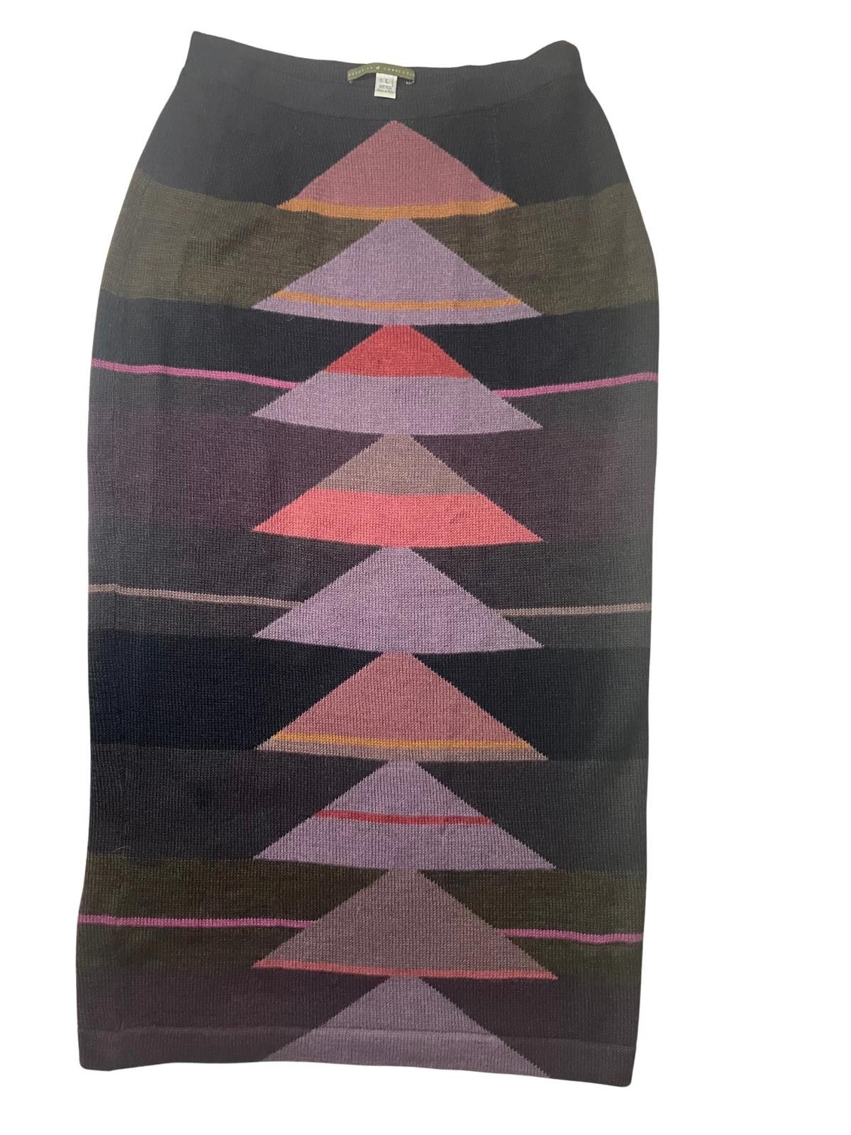 Other Peruvian Baby Alpaca Wool Knit Skirt Geometric L Size 36" / US 14 / IT 50 - 3 Thumbnail
