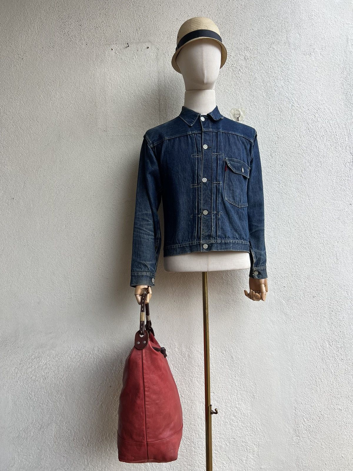 Leather Vintage CREAM Japan Fade Patina Leather Bag Japan Size ONE SIZE - 4 Thumbnail