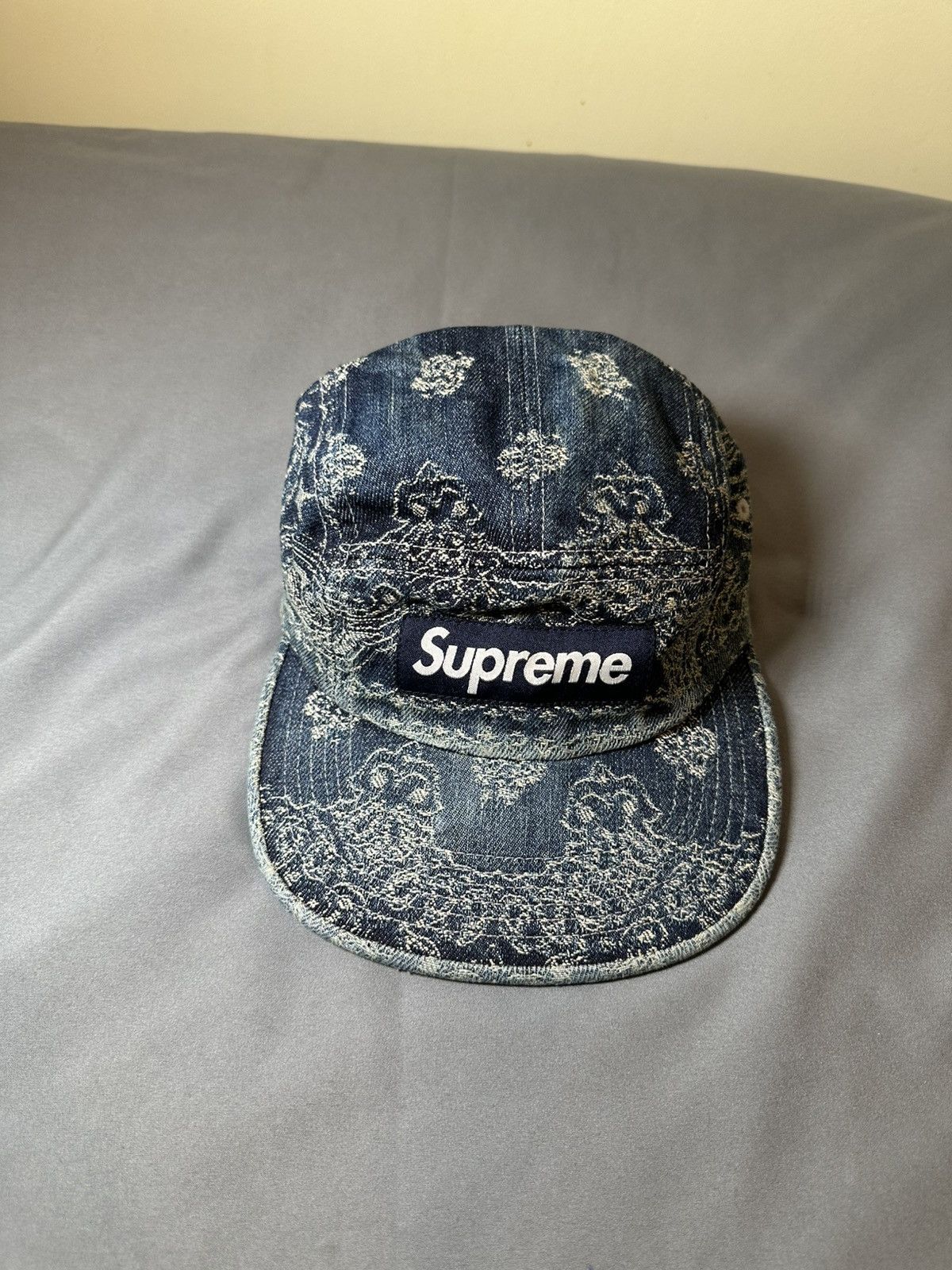 Supreme Jacquard Denim Bandana Camp Cap