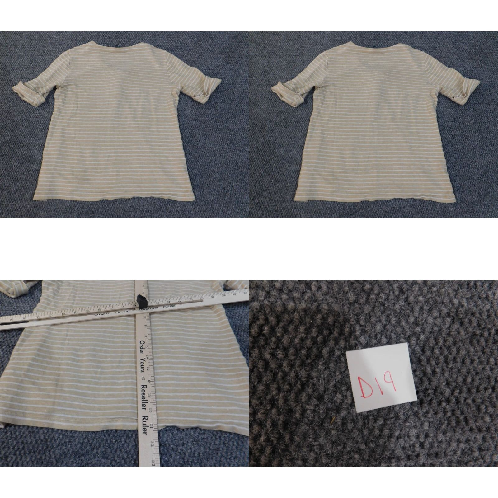 Ralph Lauren Lauren Ralph Lauren Blouse Shirt Womens Medium Beige Linen Striped Pullover Knit Cotton Round Neck Long Sleeve Size M / US 6-8 / IT 42-44 - 8 Thumbnail