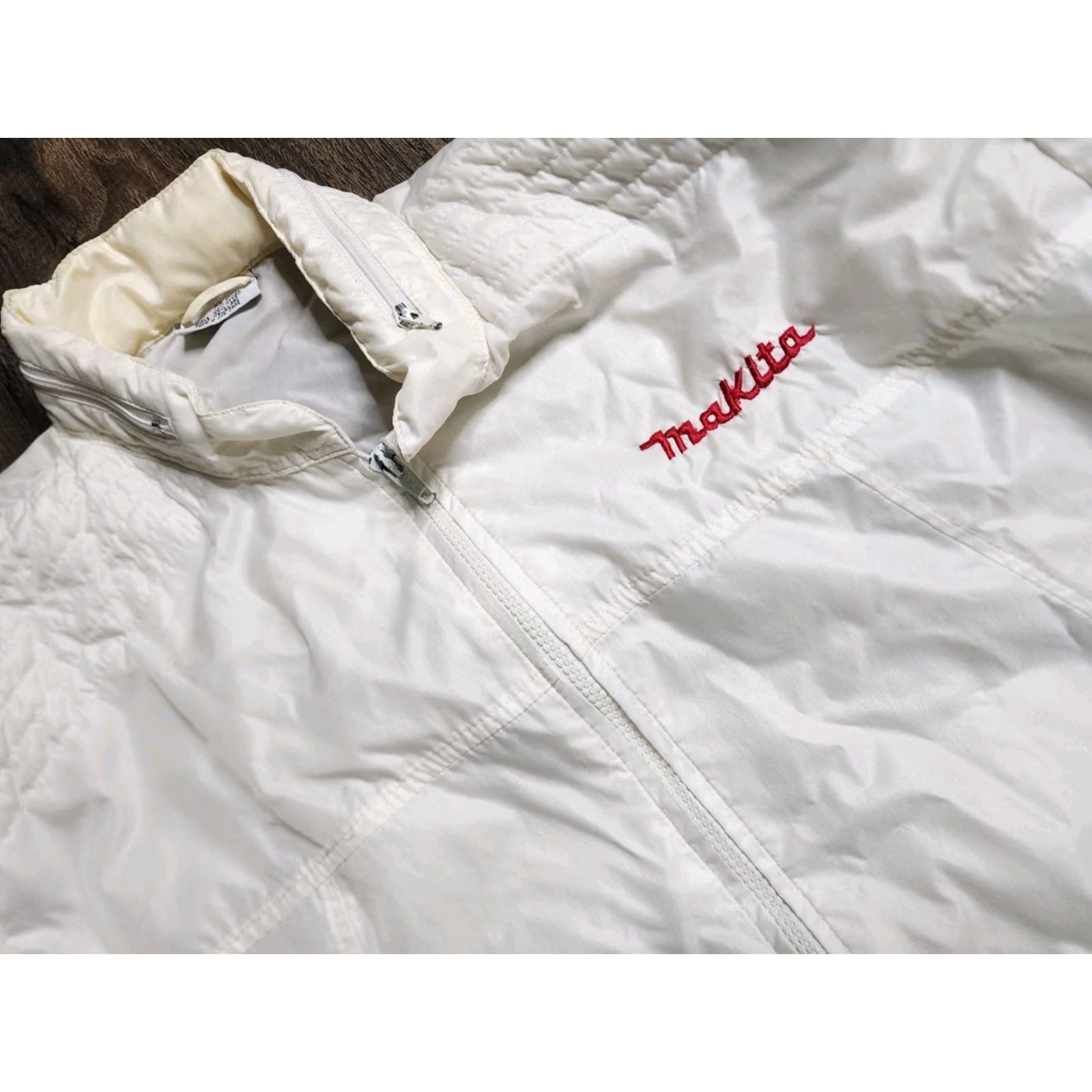 Vintage VINTAGE Makita Windbreaker Jacket Mens XL Embroidered Nylon Ivory Red 90s Size US XL / EU 56 / 4 - 4 Thumbnail